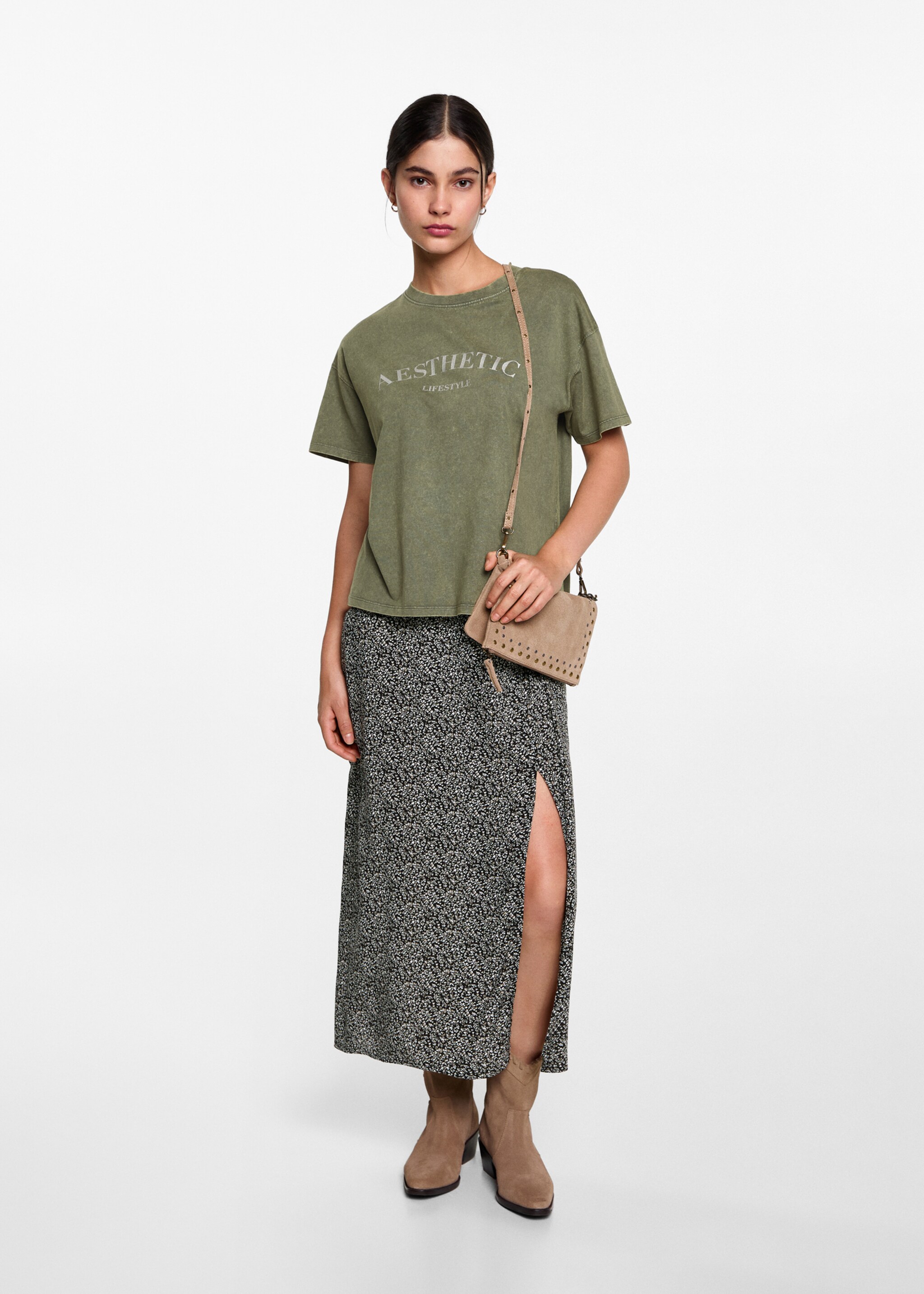 Printed message T-shirt - General plane, Green. Ref: 77008280-00.