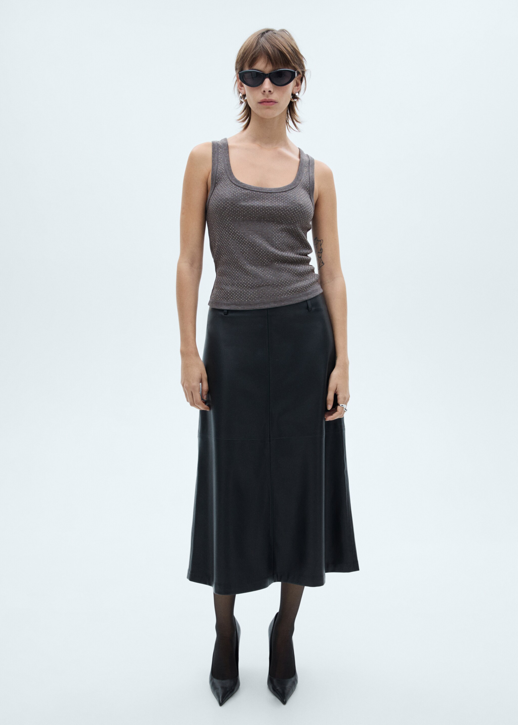 Sequined tank top - General plane, Grey. Ref: 77008282-00.