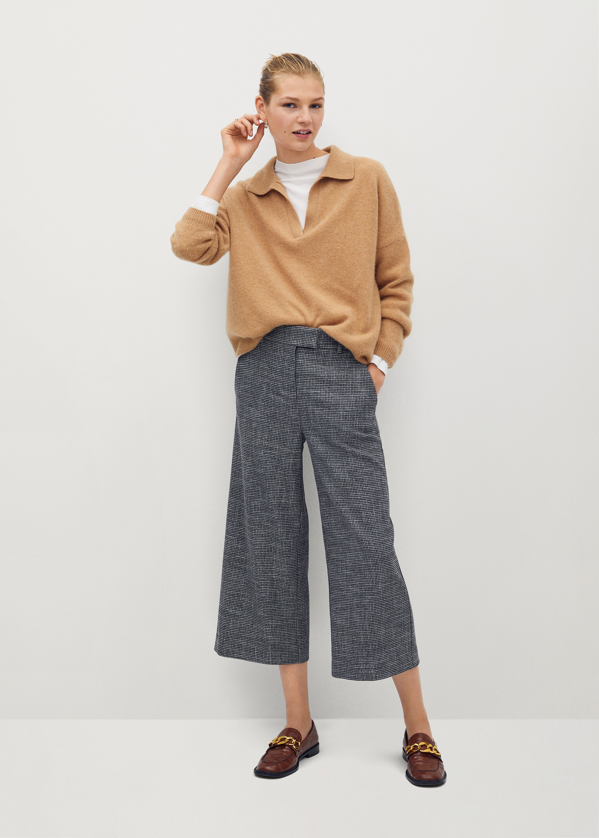 Pantalón culotte cuadros - Plano general