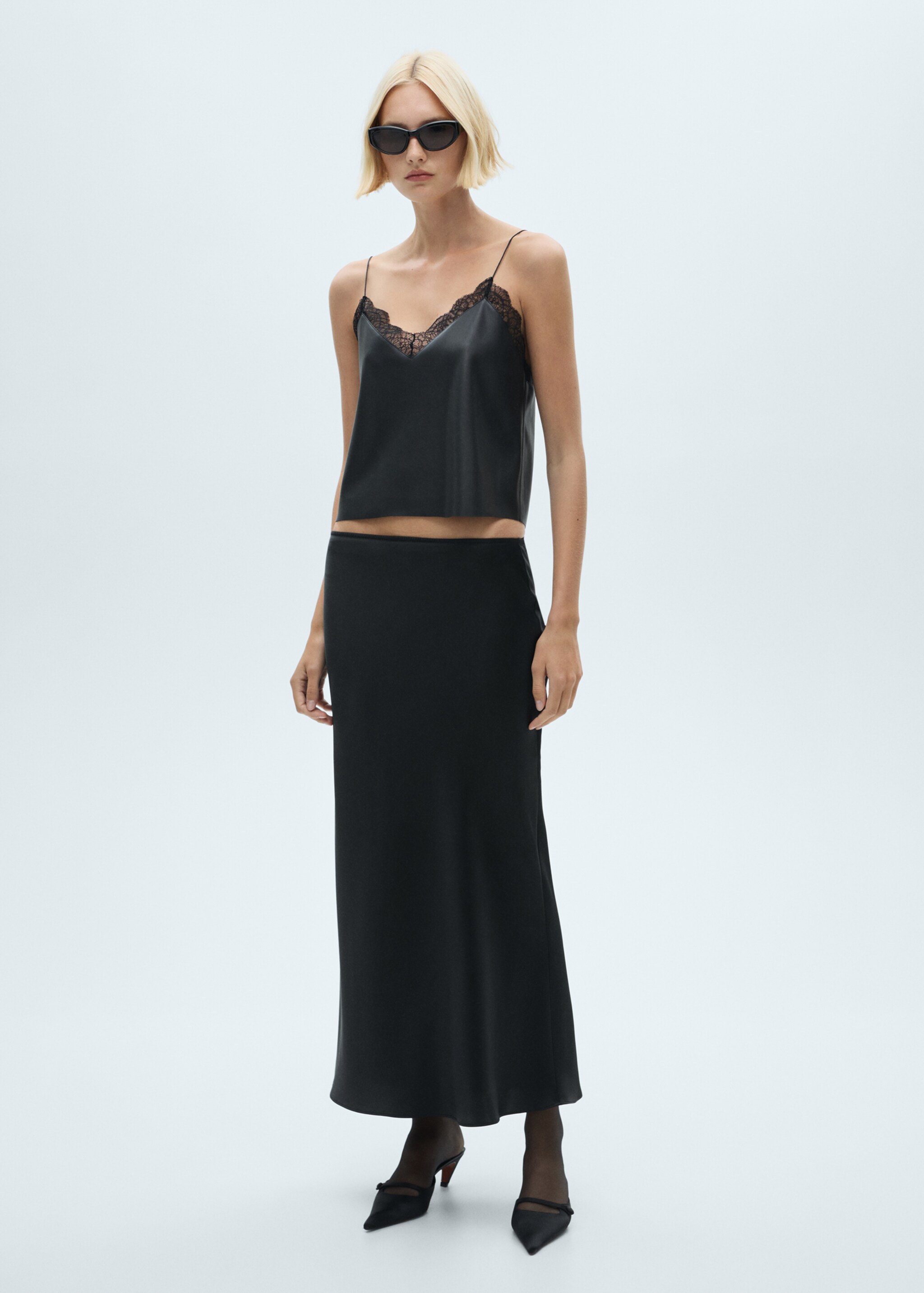 Lingerie-Top mit Leder-Effekt - Allgemeine Ansicht, Schwarz. Ref: 77009033-00.