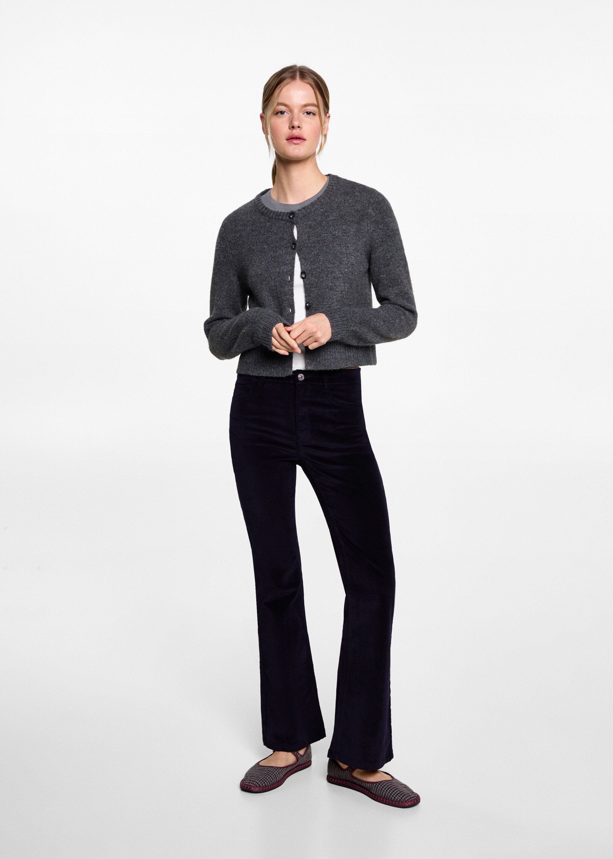 Schlaghose aus Samt - Allgemeine Ansicht, Dunkles Marineblau. Ref: 77009034-00.