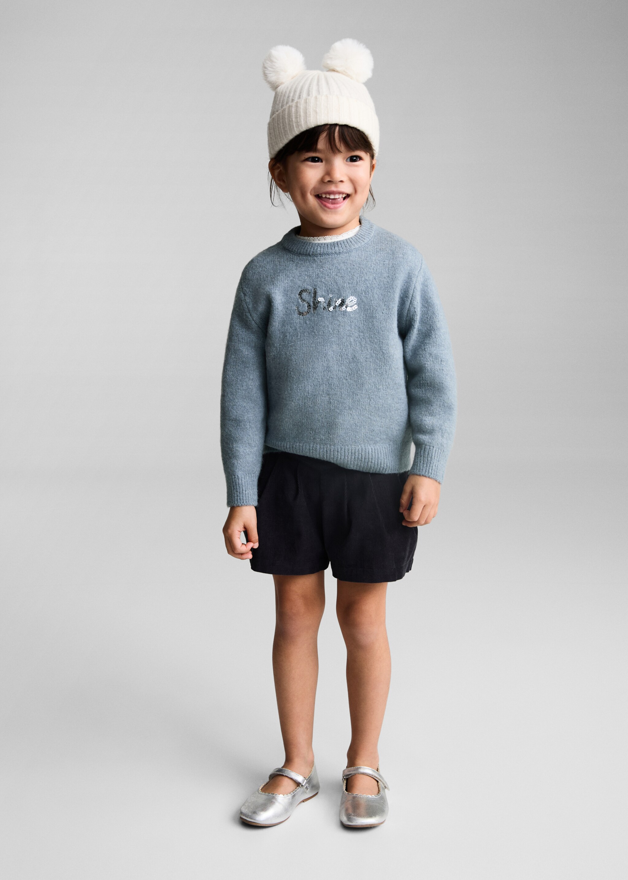Sequin message sweater - General plane, Light Heather Grey. Ref: 77009247-00.