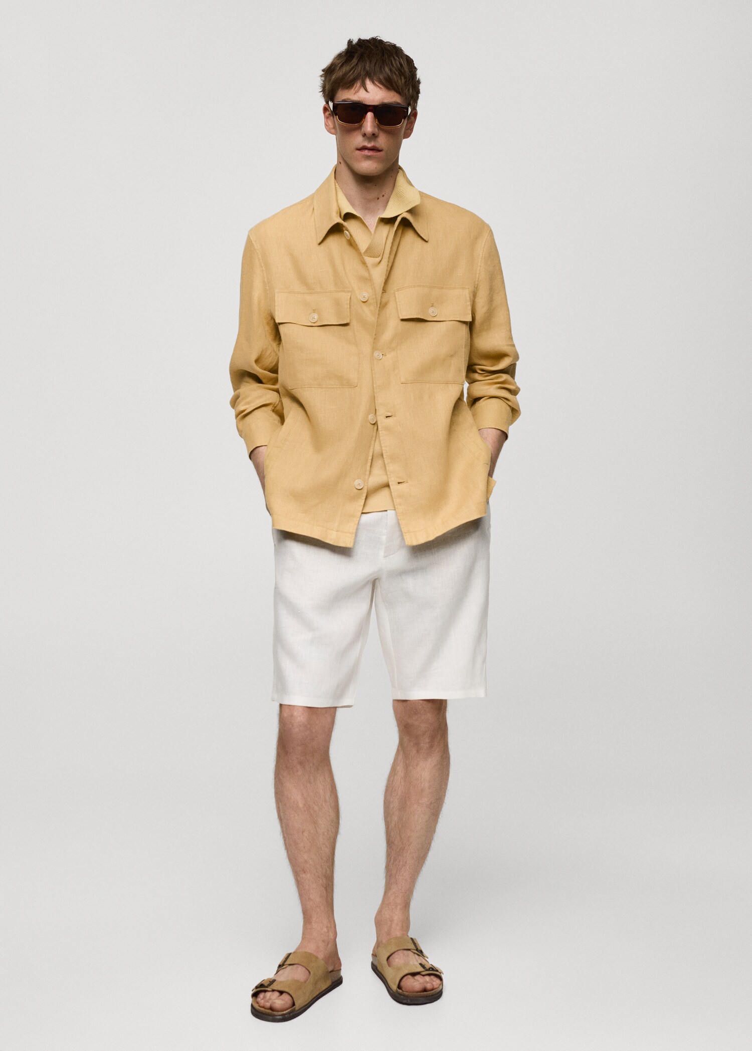 100% linen overshirt with pockets - General plane