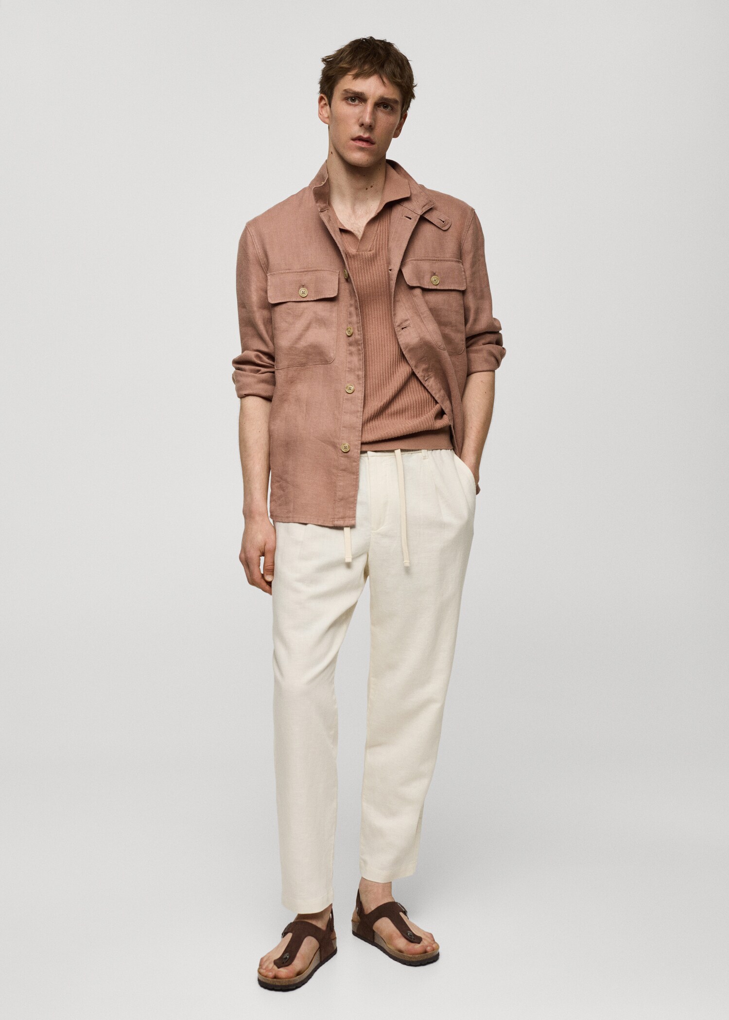 Slim-fit trousers with drawstring - General plane