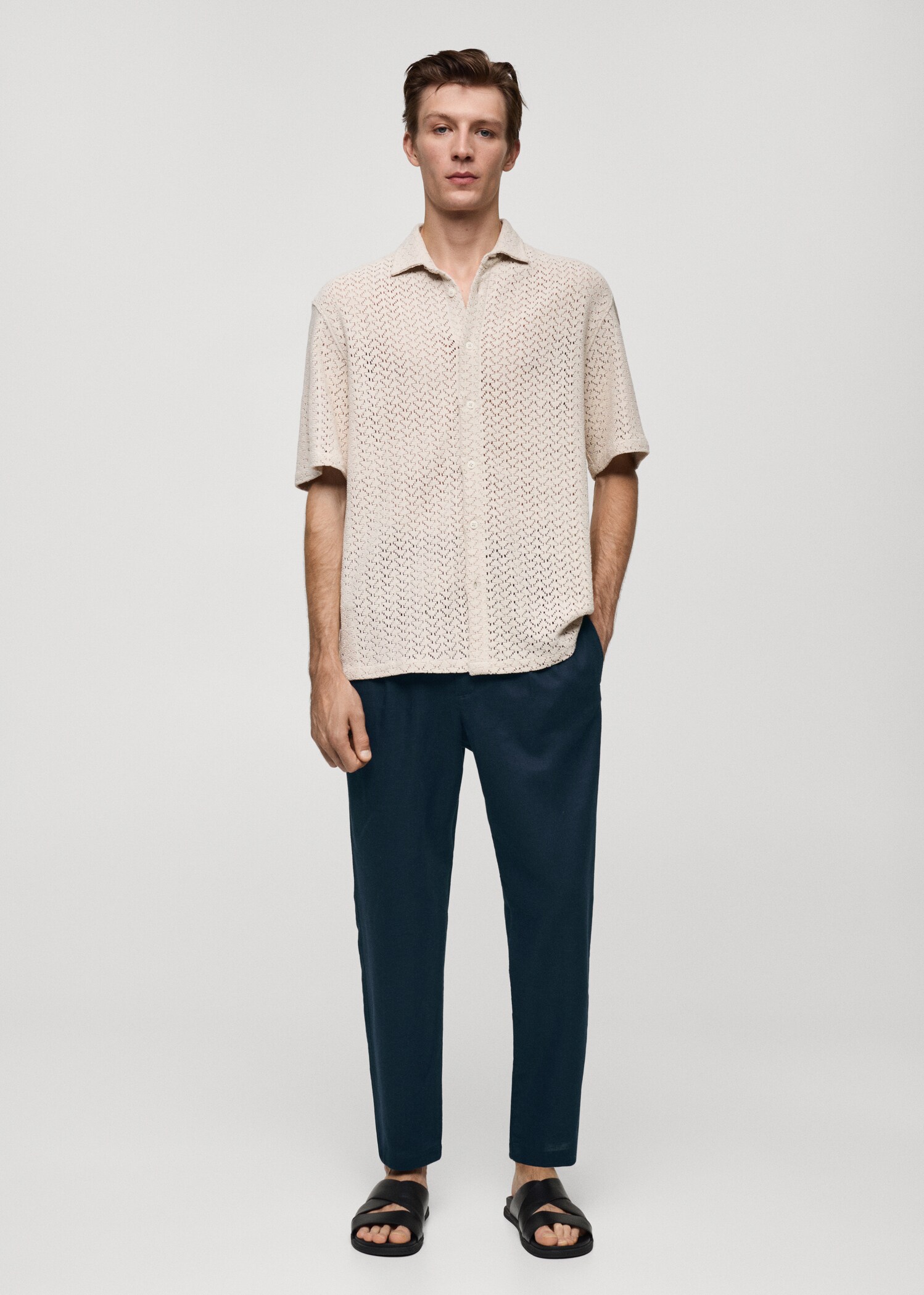 Slim-fit trousers with drawstring - General plane
