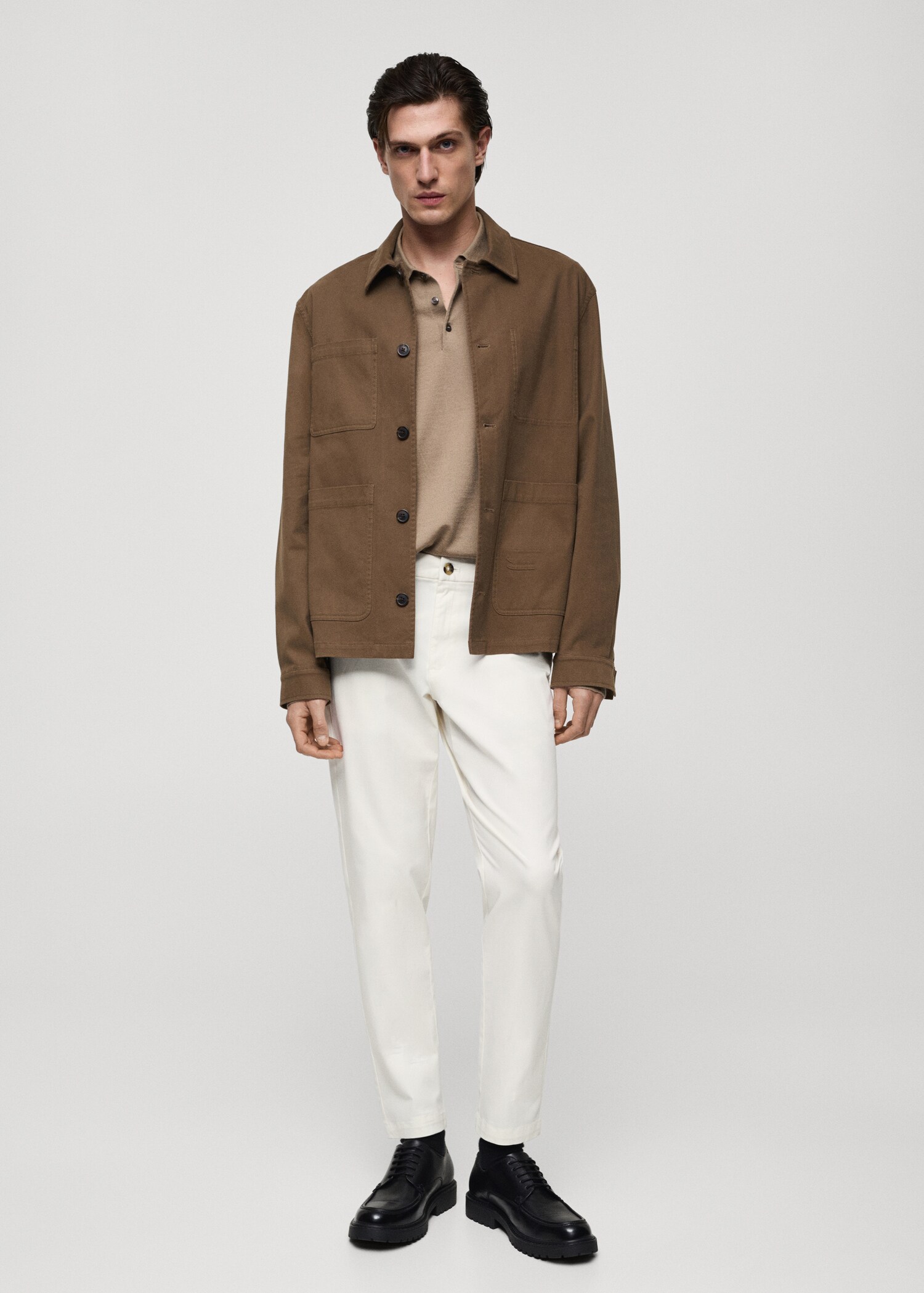 Cotton tapered crop trousers - General plane