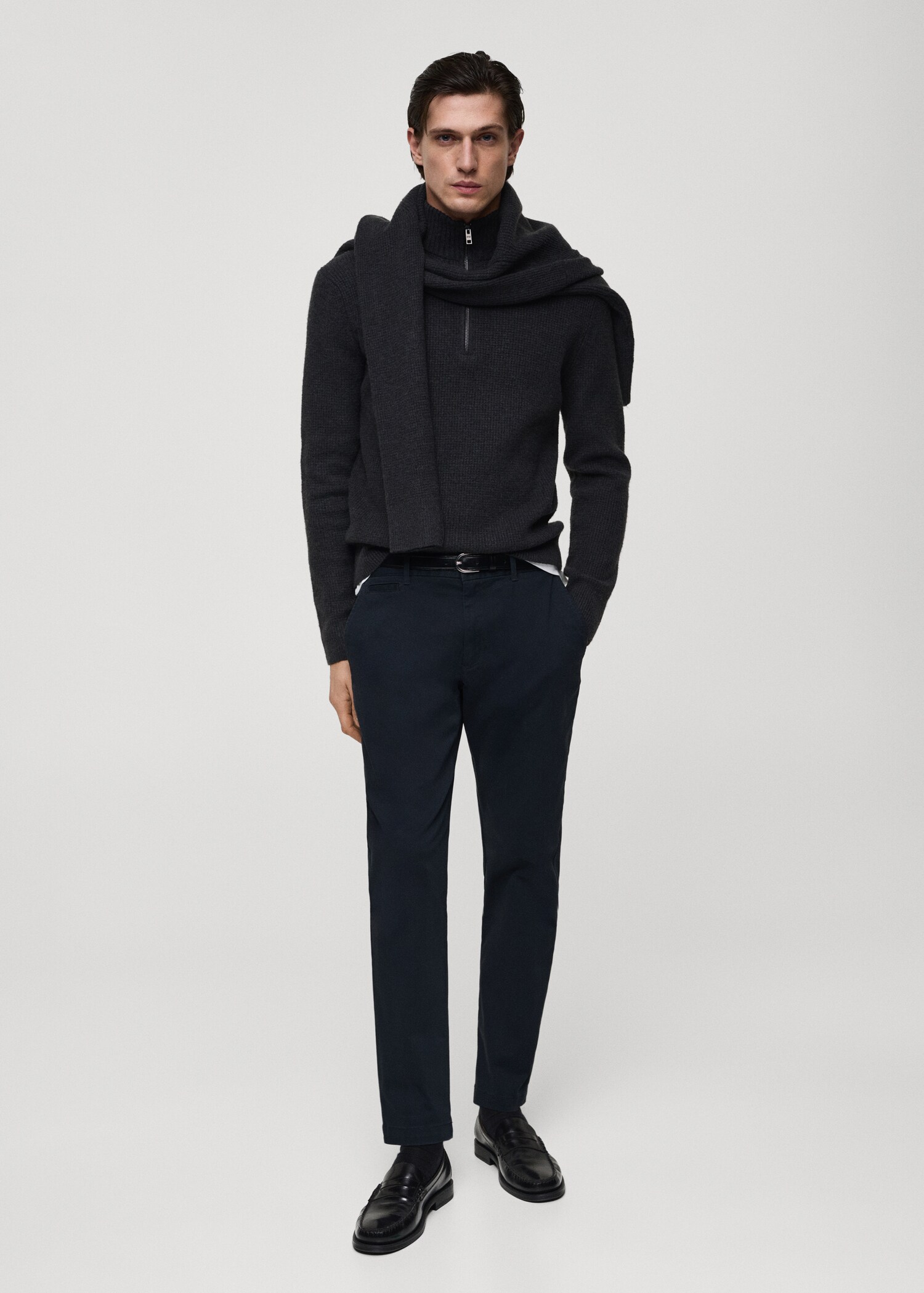 Cotton tapered crop trousers - General plane