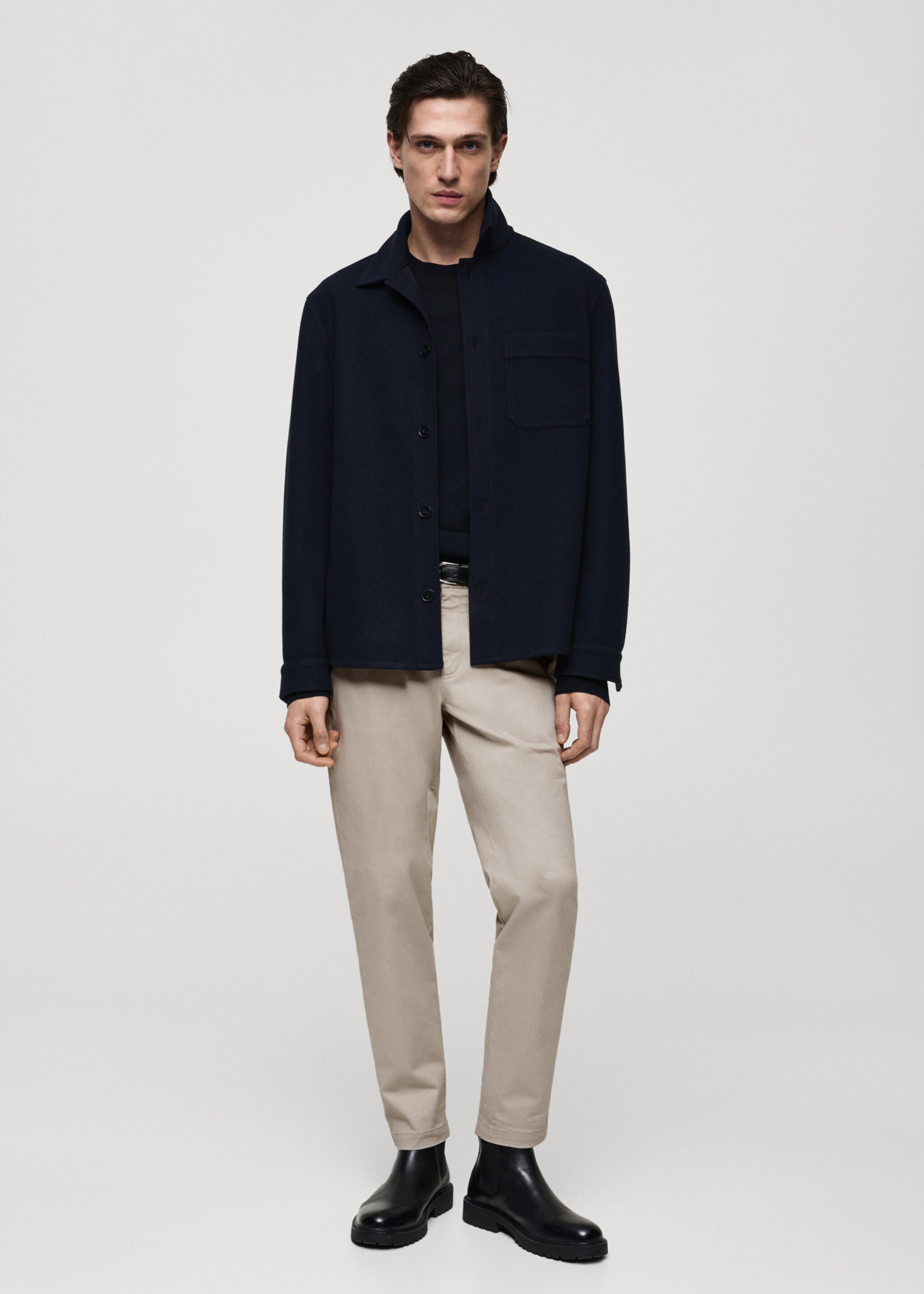 Pantalón algodón tapered crop - Plano general, Gris. Ref: 77010570-00.
