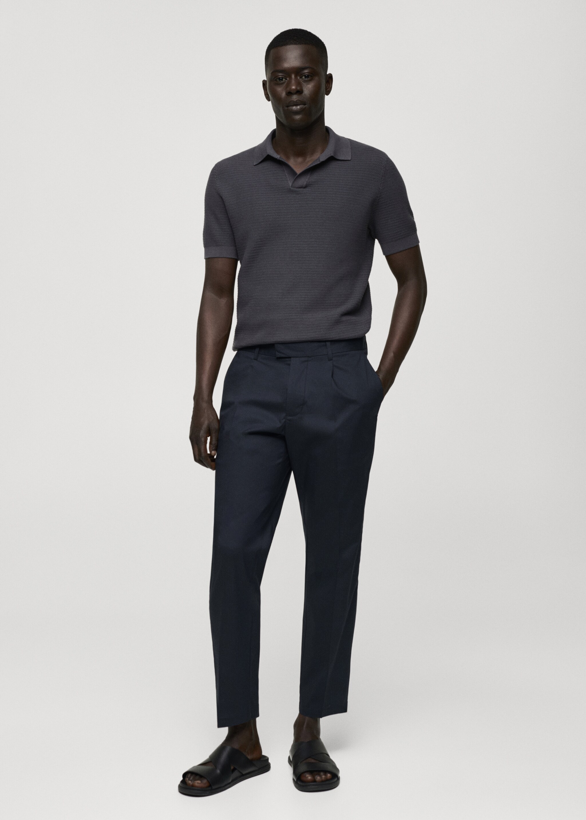 Pantalon coton slim-fit pinces - Plan général