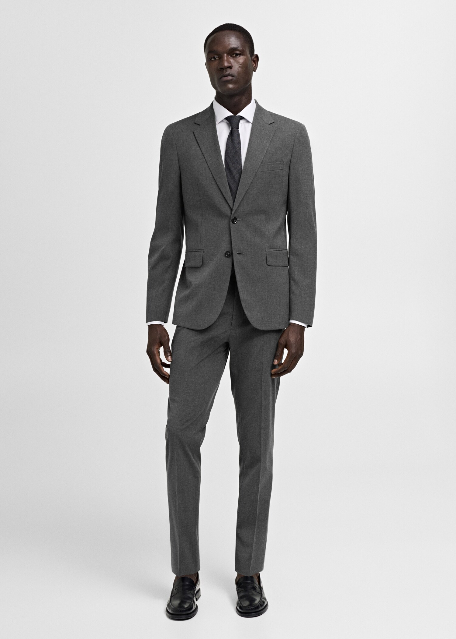 Stretch-fabric slim-fit suit trousers - General plane