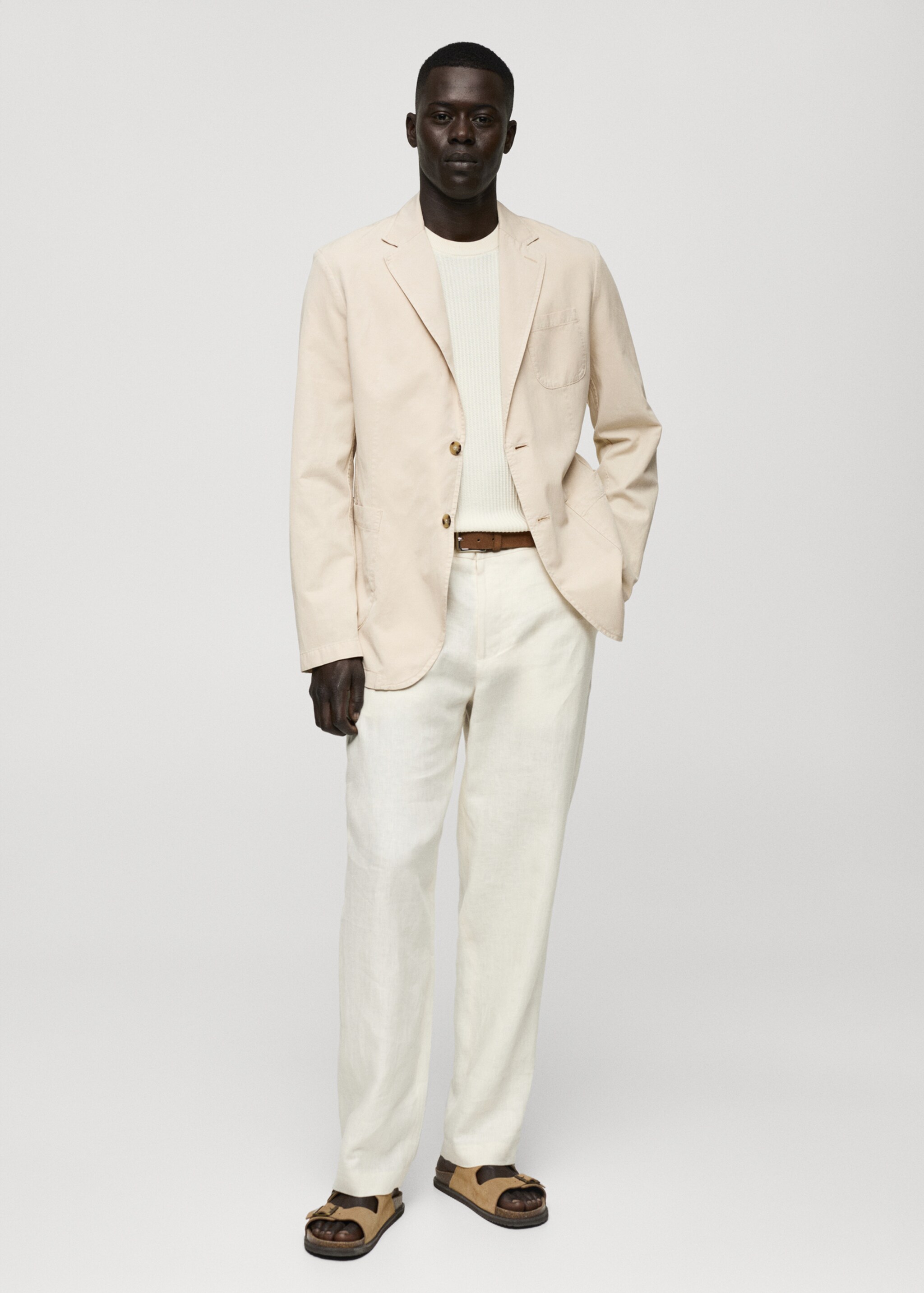 Washed-effect cotton-linen jacket - General plane