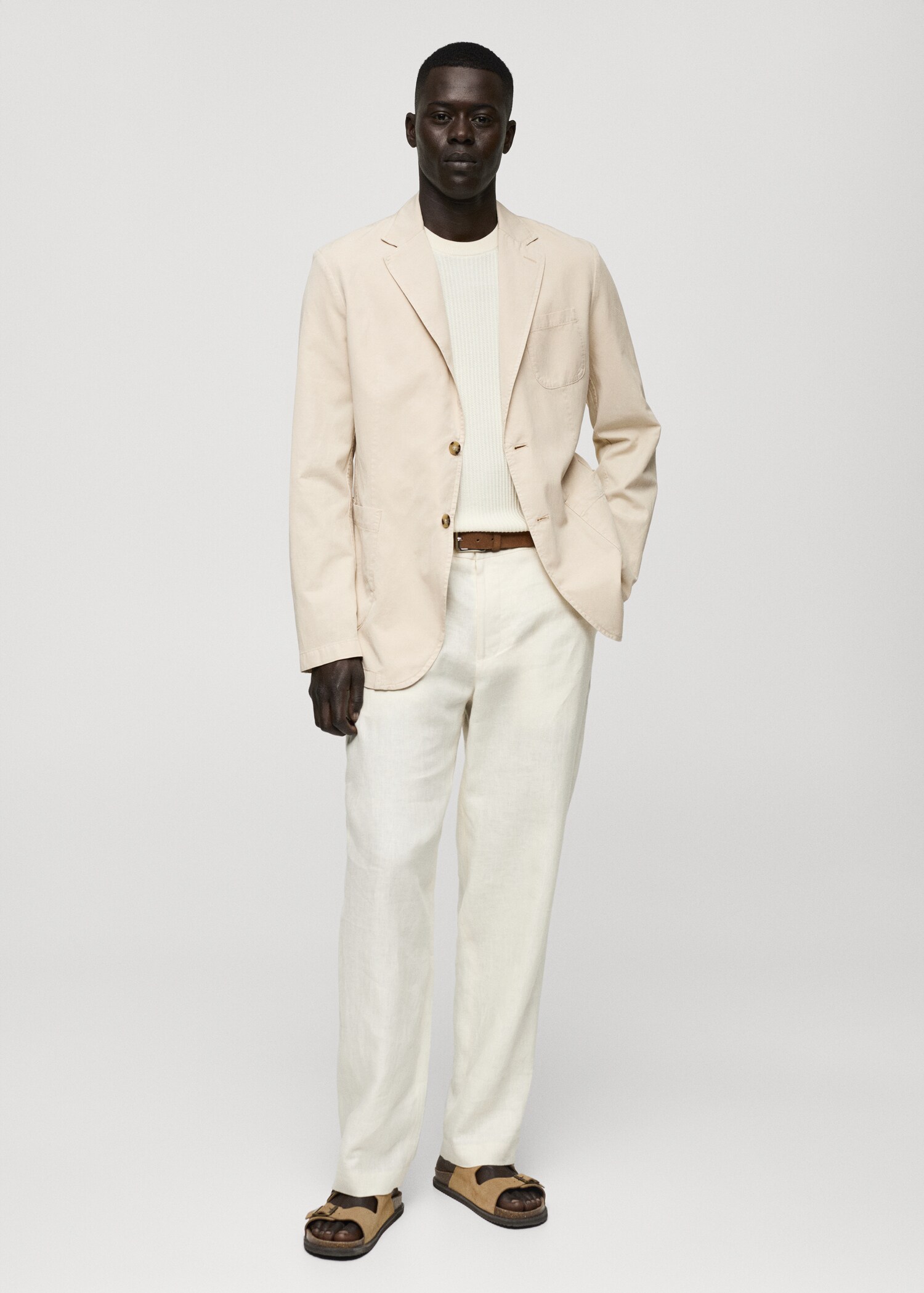 Washed-effect cotton-linen jacket - General plane