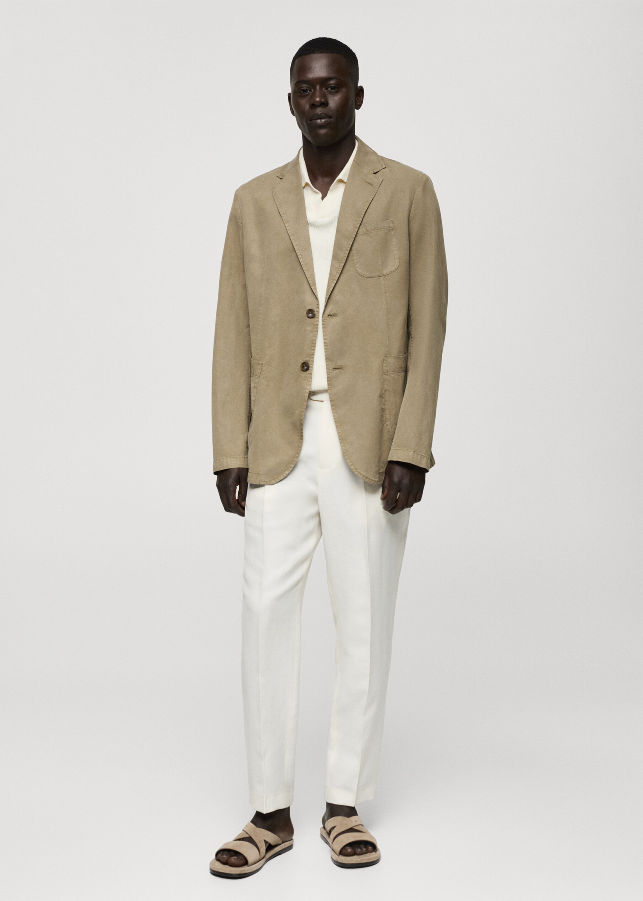 Washed-effect cotton-linen jacket - General plane