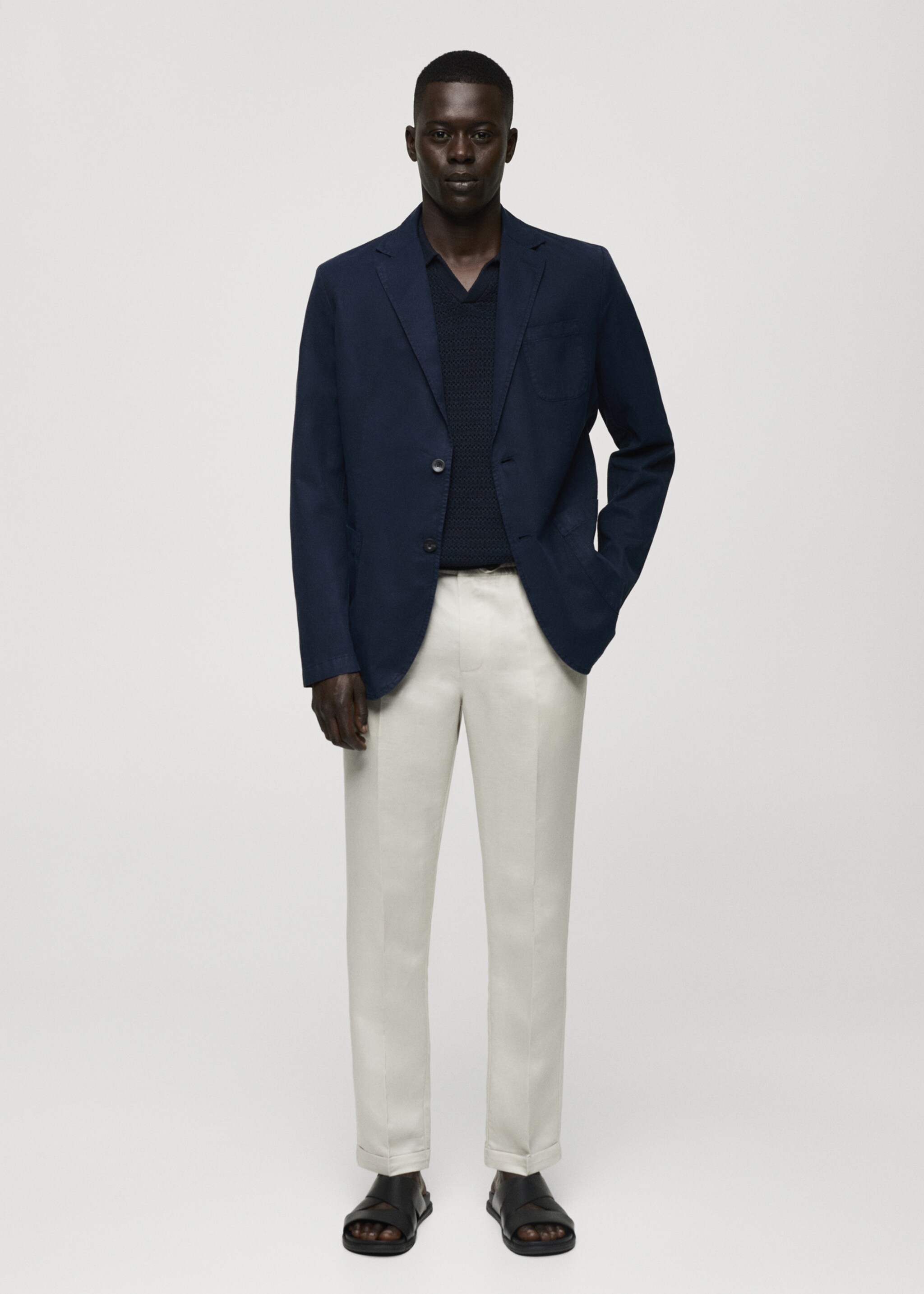 Washed-effect cotton-linen jacket - General plane