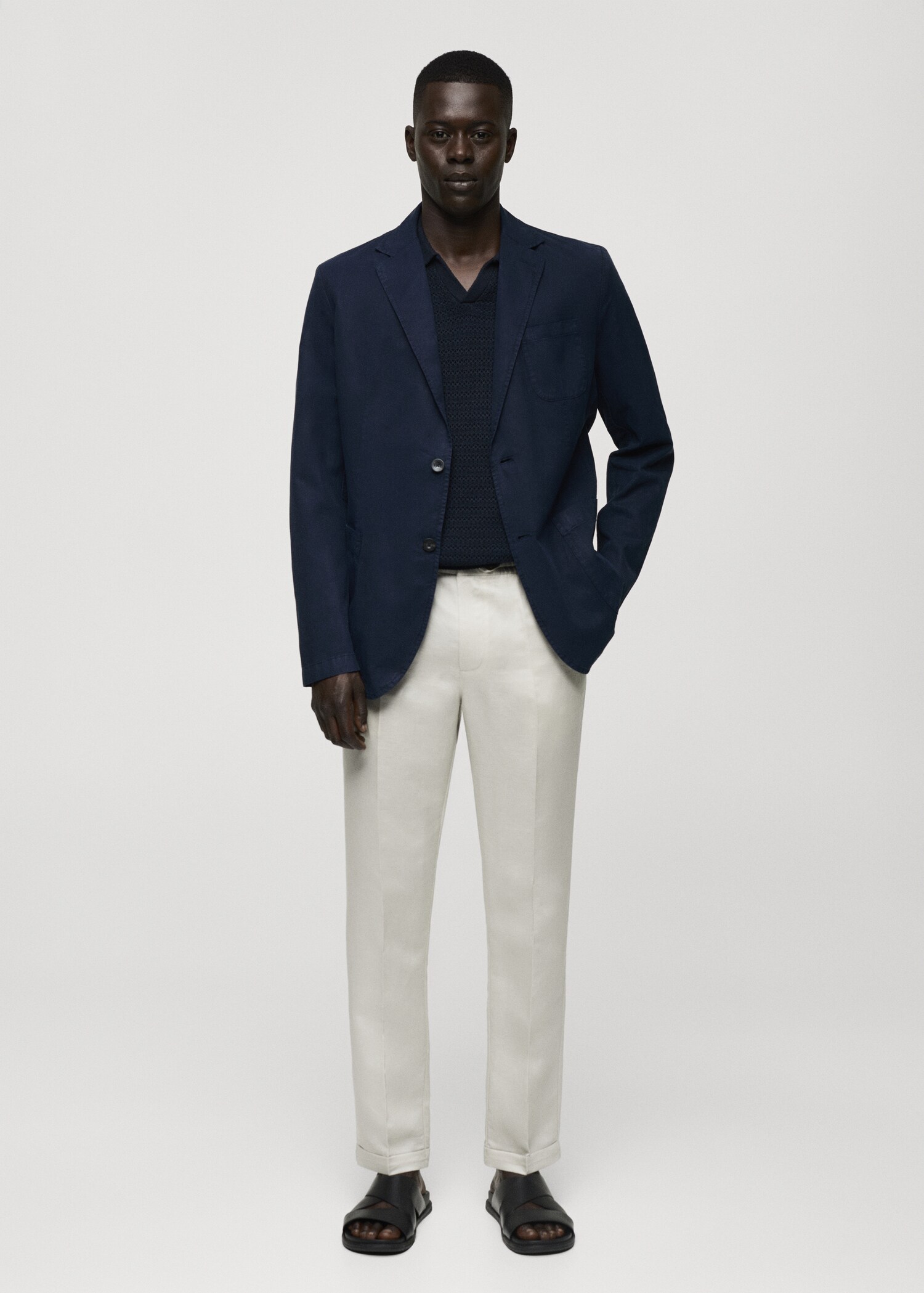 Washed-effect cotton-linen jacket - General plane