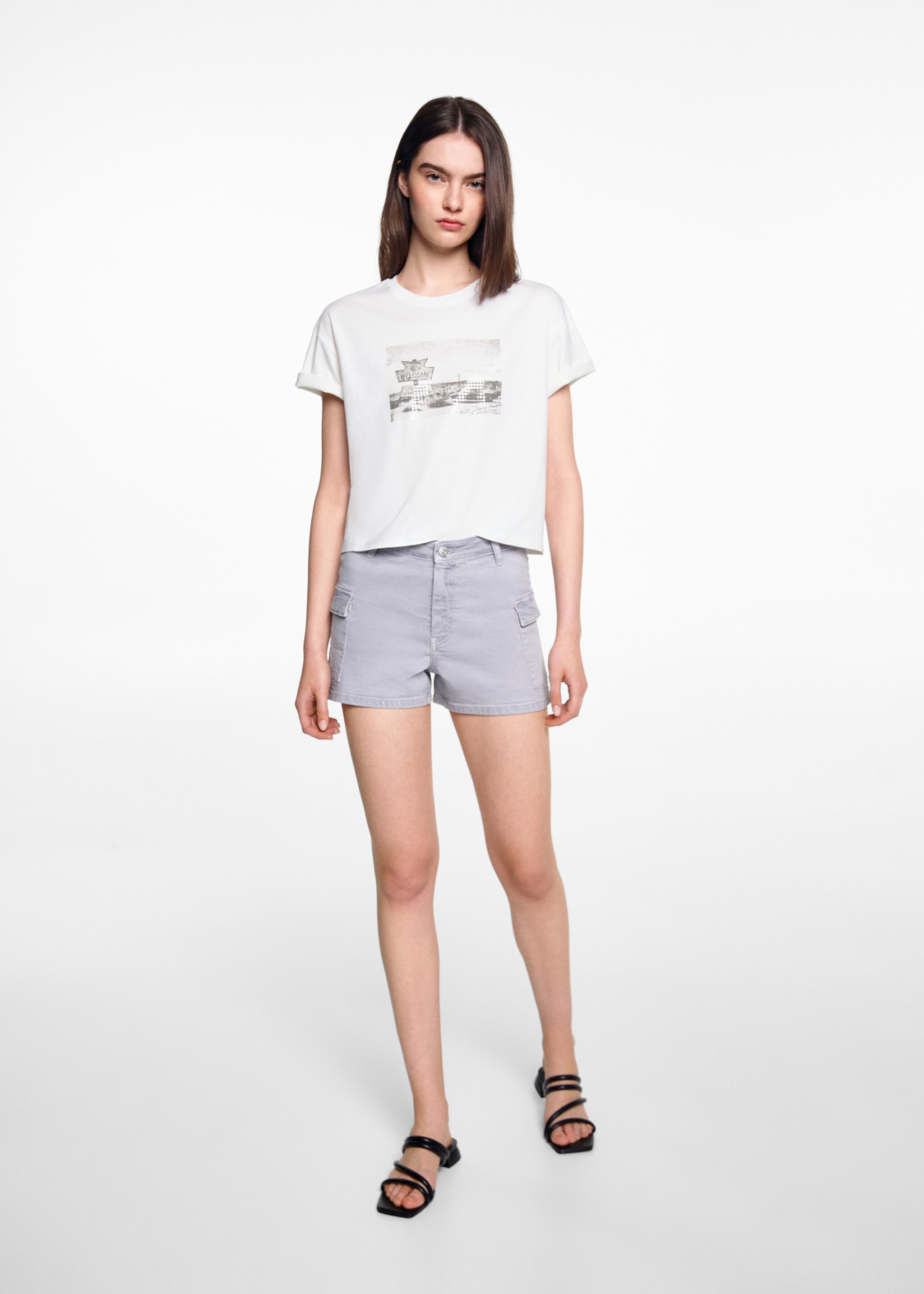 Printed cropped t-shirt - General plane