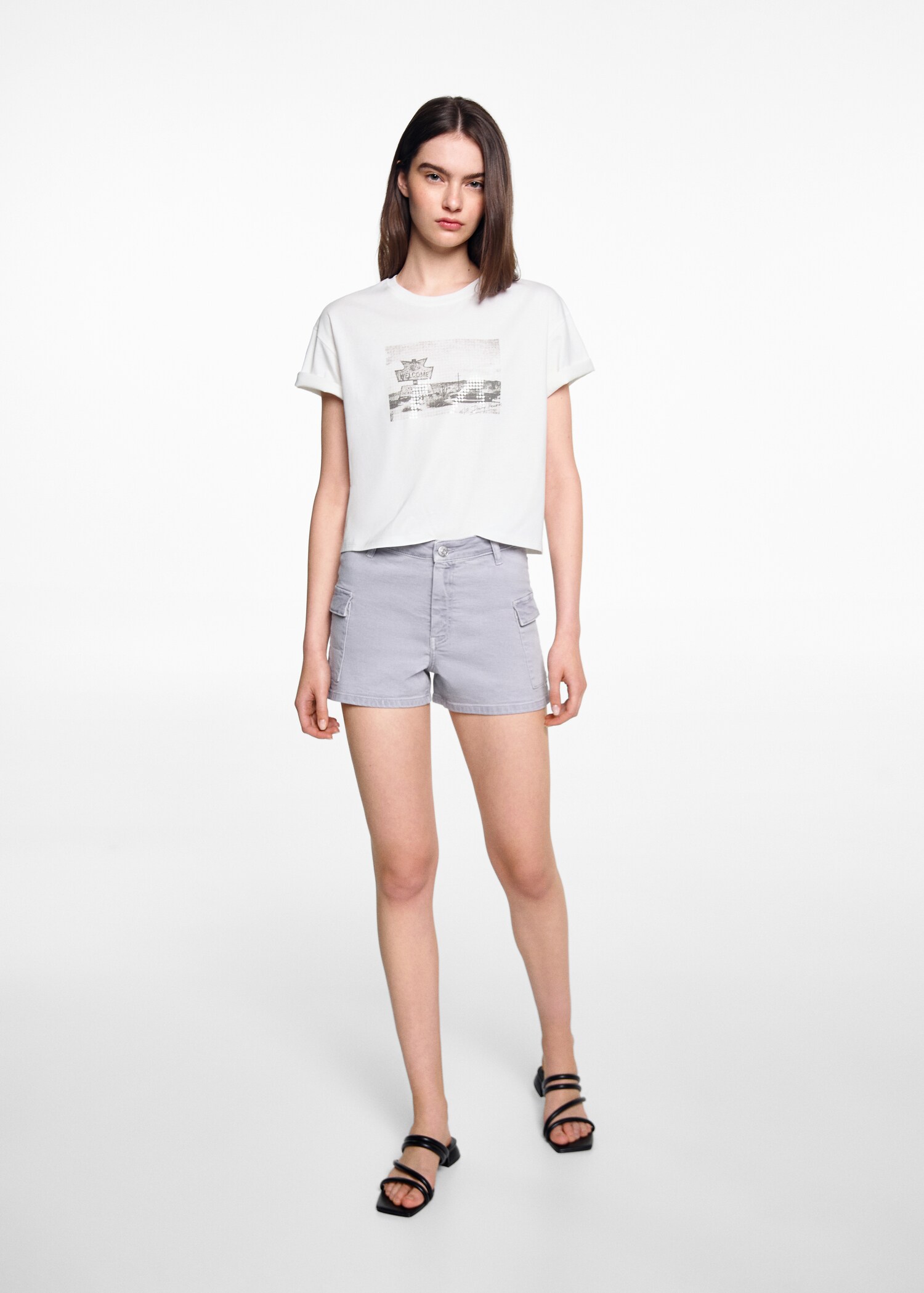 Printed cropped t-shirt - General plane