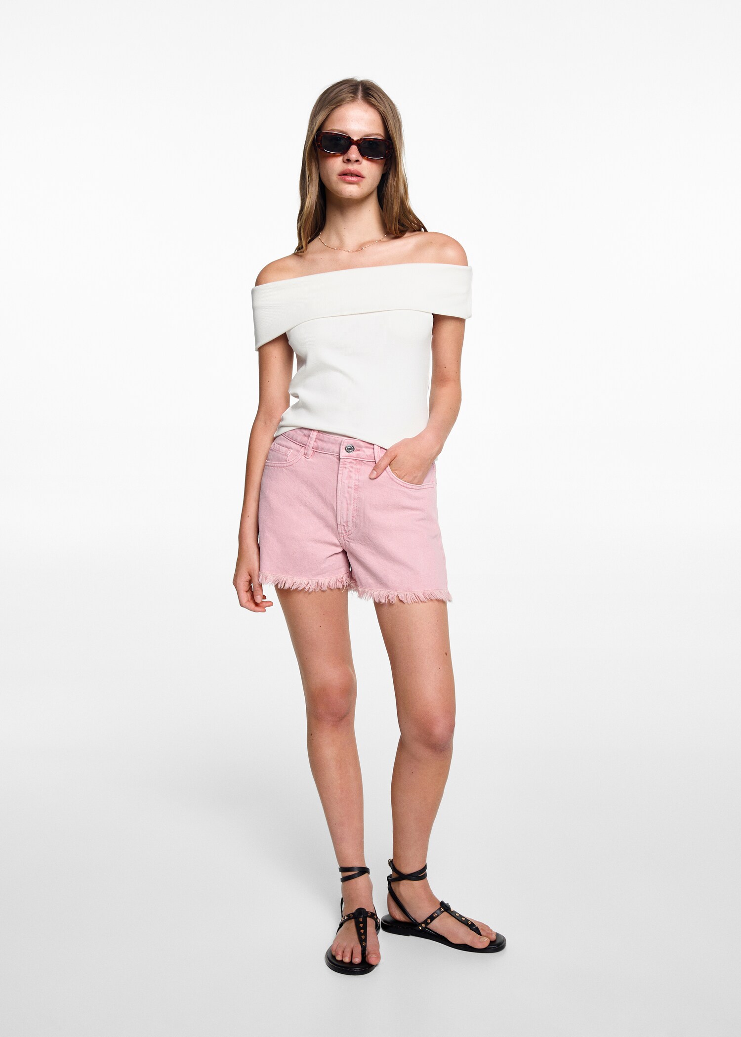 Off-the-shoulder ribbed top - General plane
