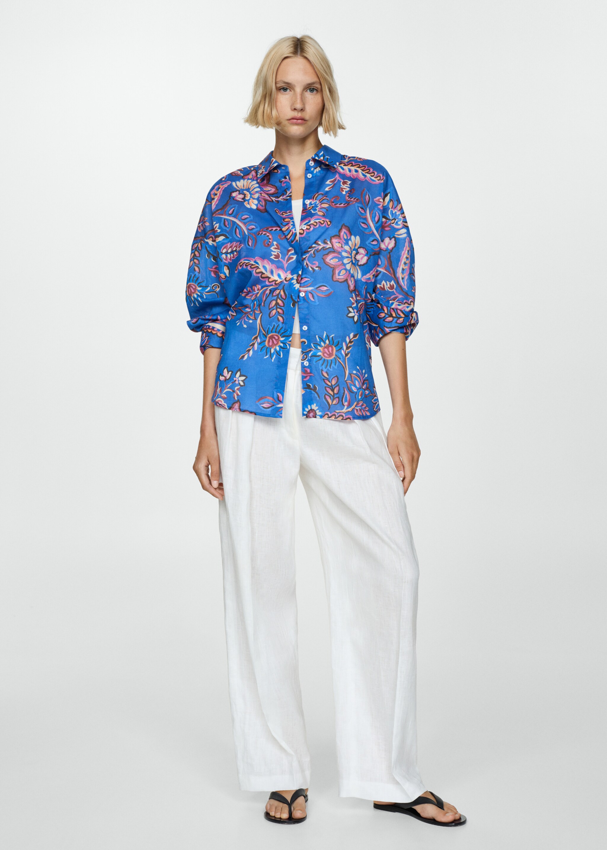 Flowy floral print shirt - General plane
