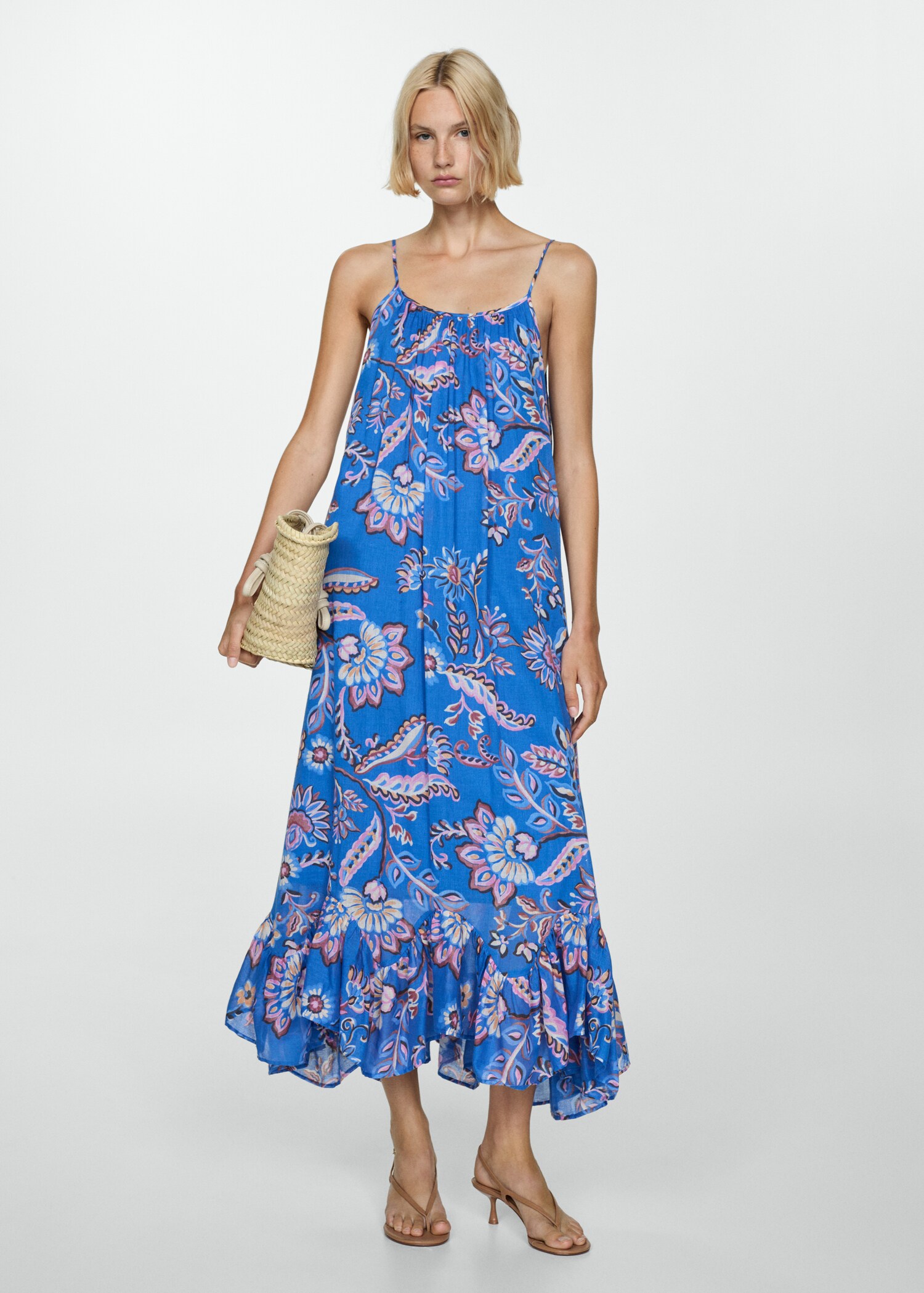 Vestido largo estampado floral - Plano general