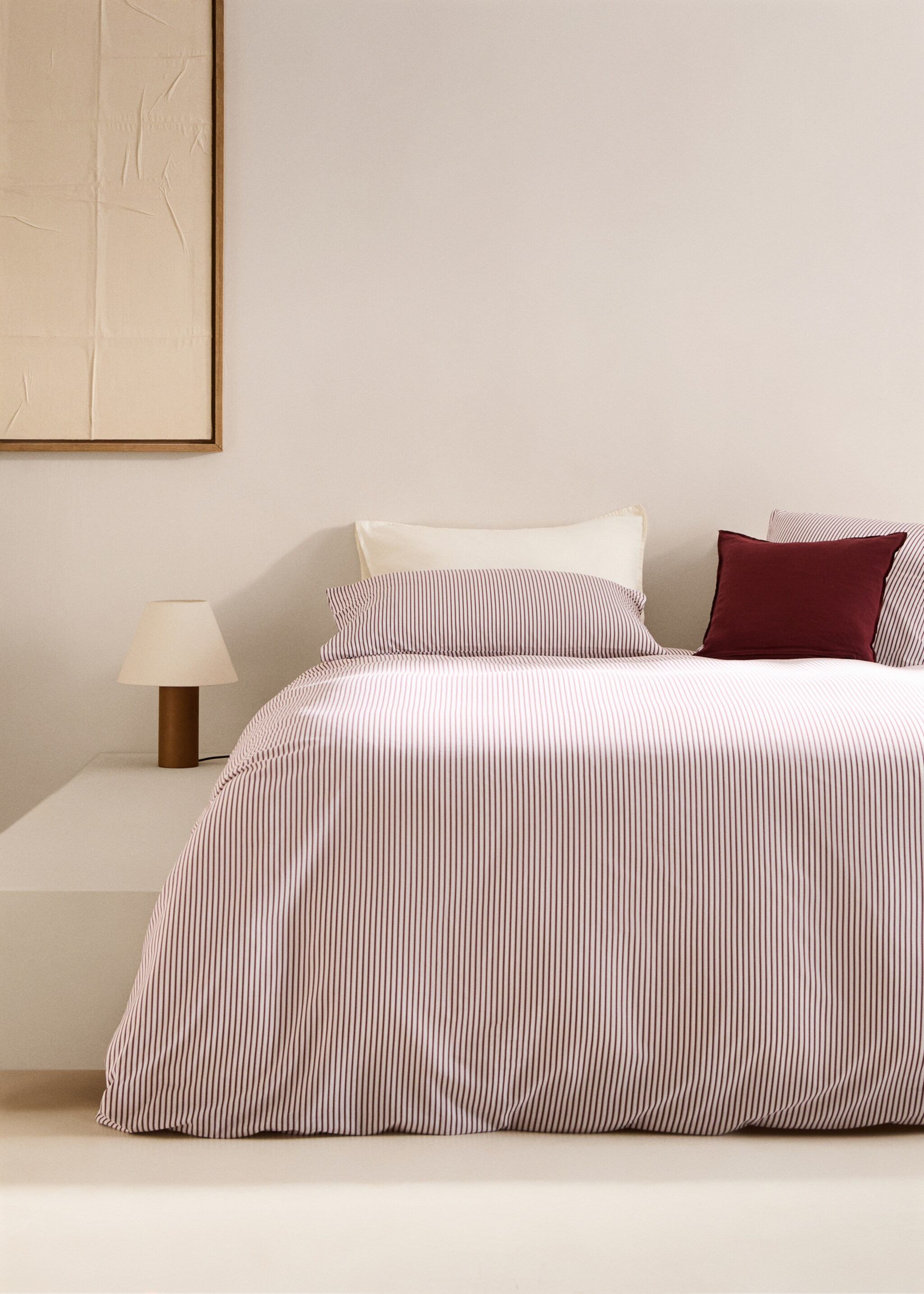 Percale cotton striped duvet cover for 90 cm bed - General plane, Pink. Ref: 77013278-00.