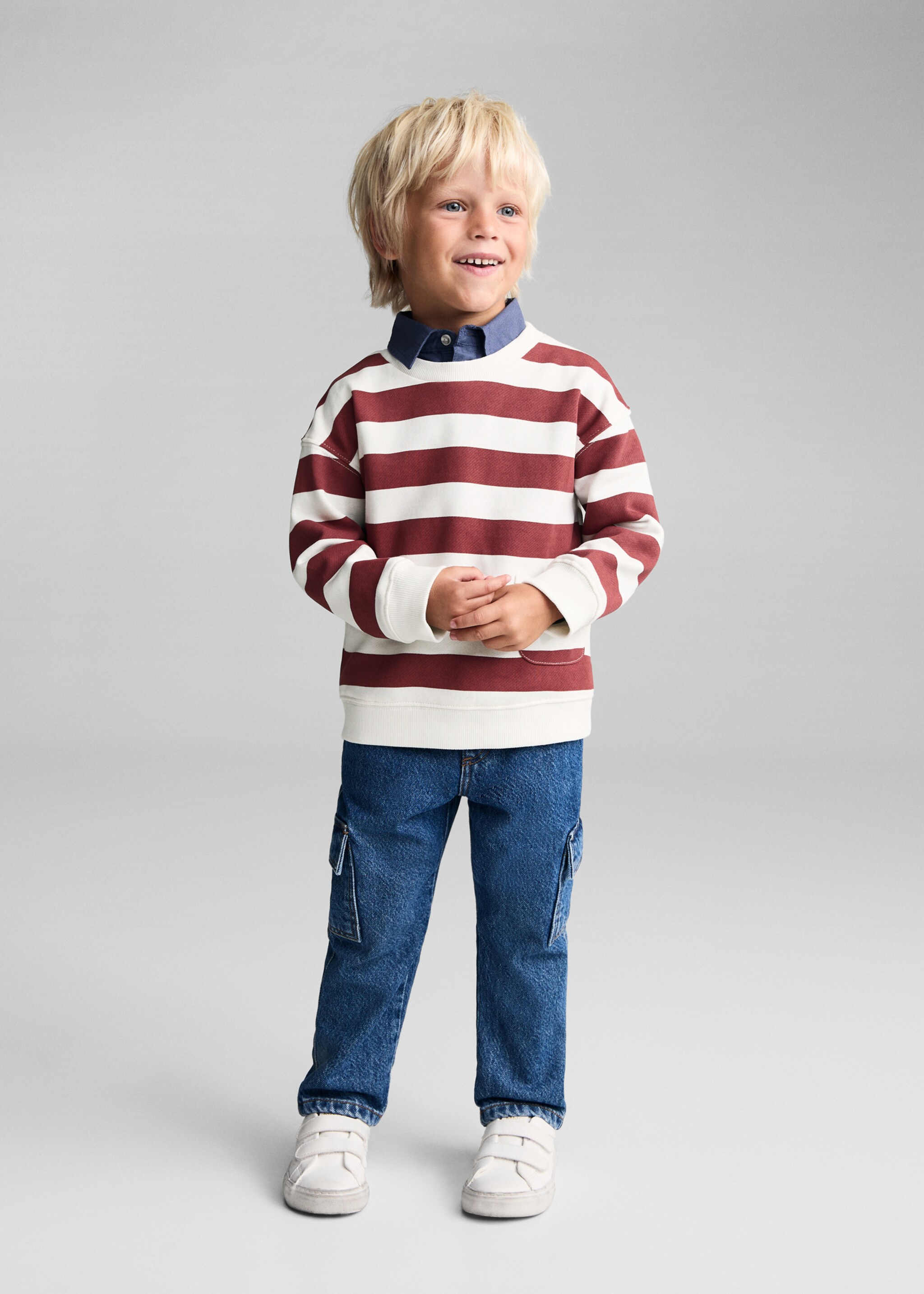 Striped print sweatshirt - General plane, Maroon. Ref: 77013288-00.