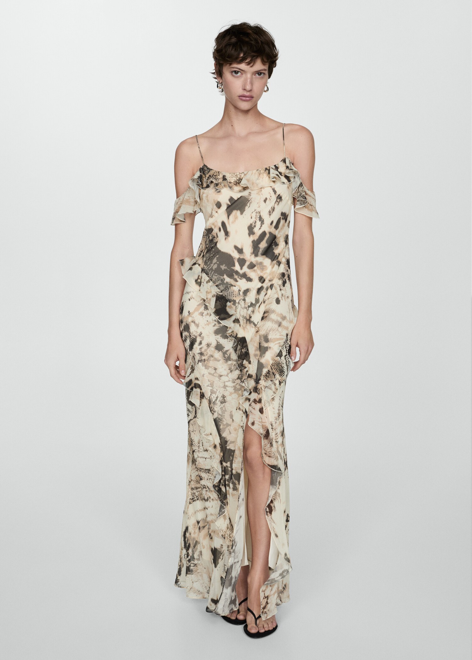 Jurk met ruches en animal print - Overzichtstekening