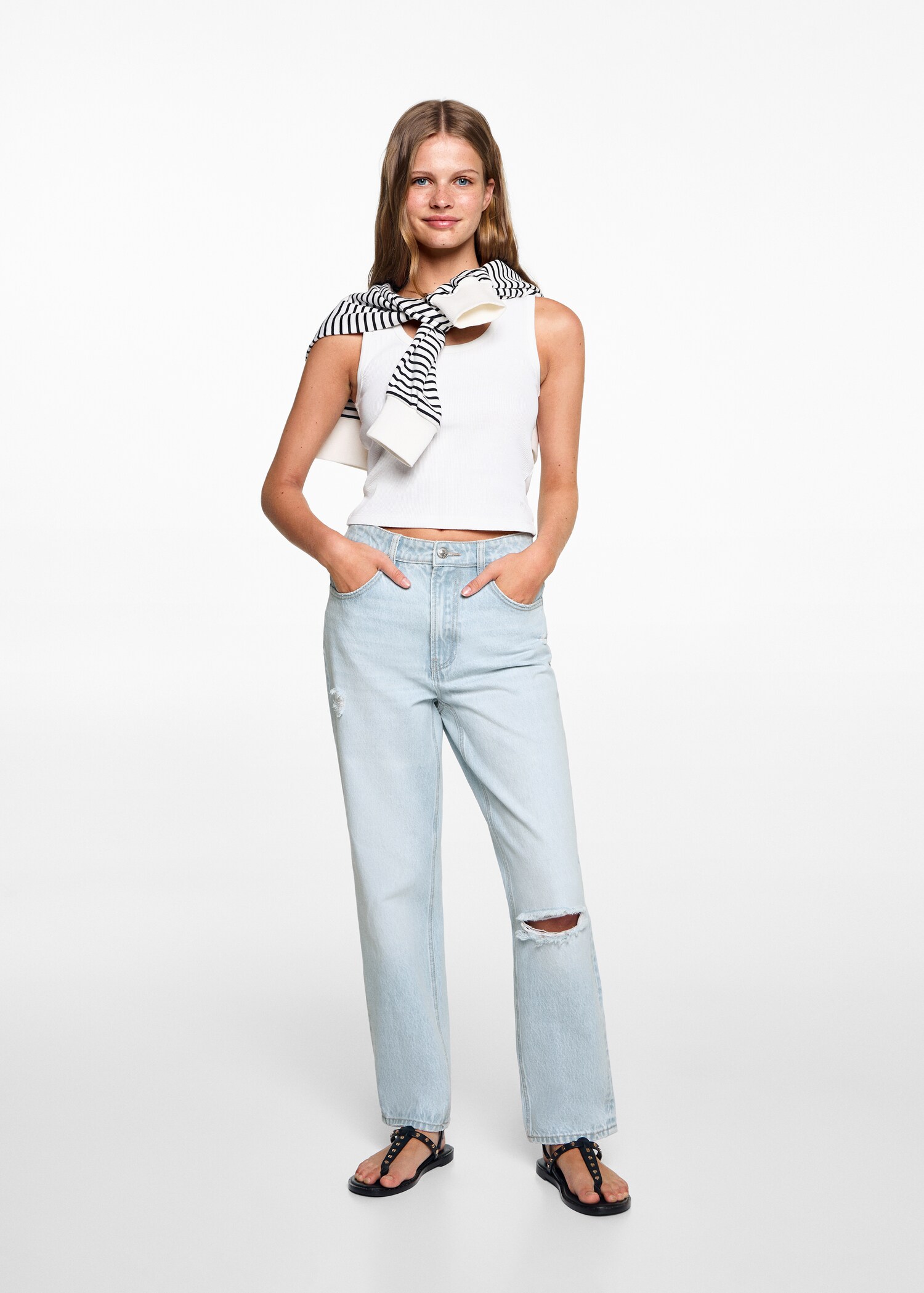 Jeans med revor straight-fit - Allmän bild