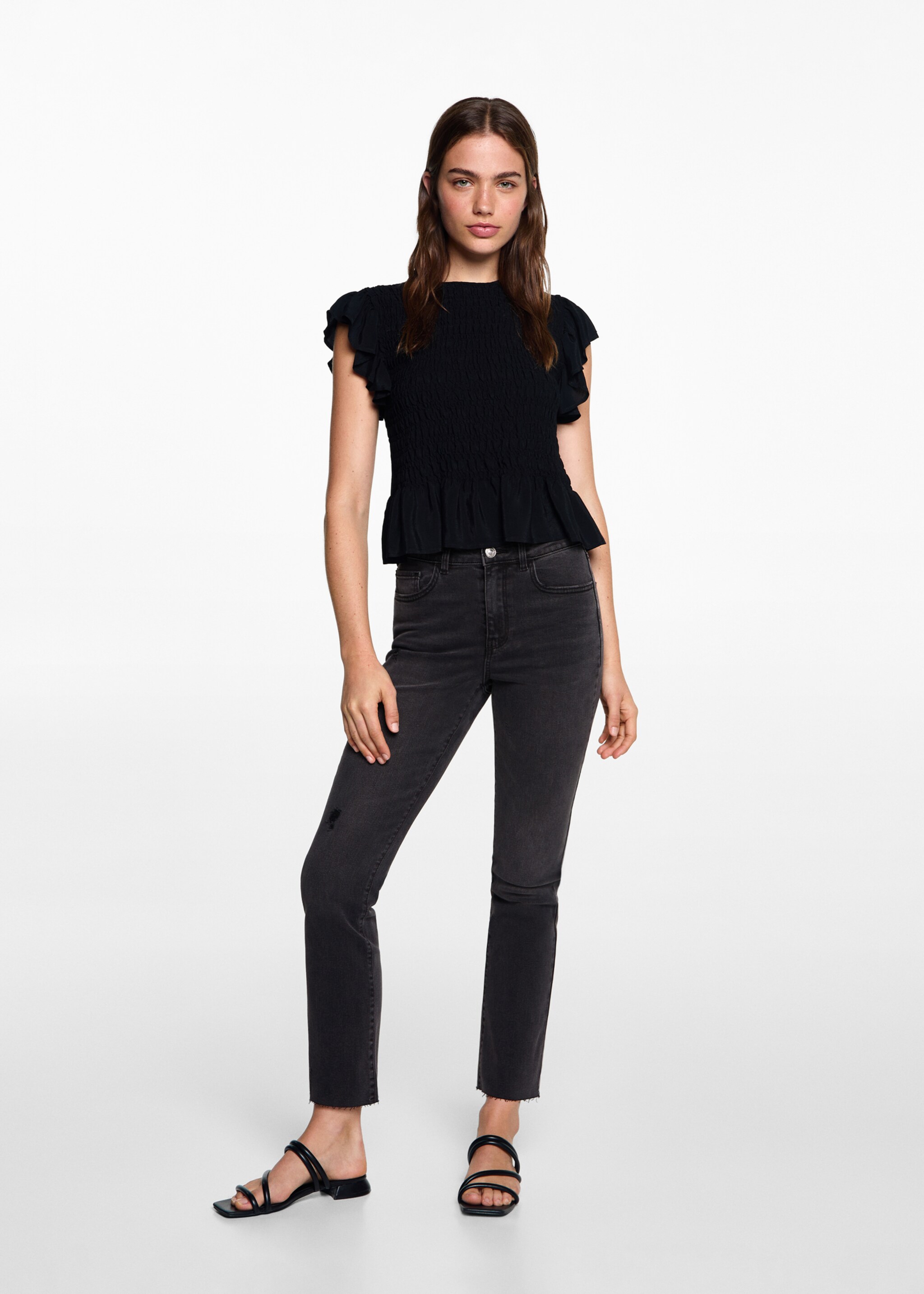 Džíny slim crop - Celkový náhled, Black denim. Ref: 77014013-00.