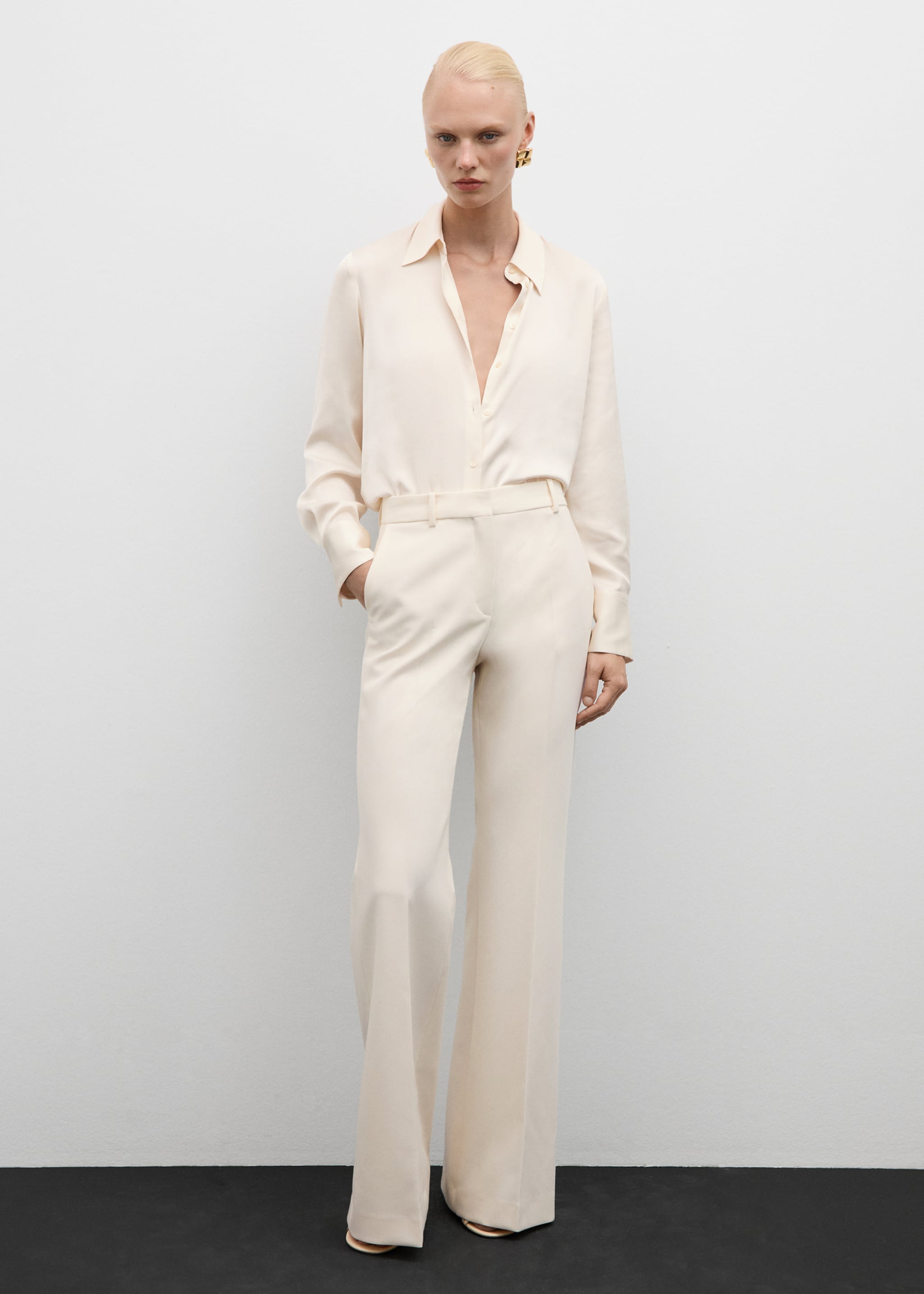 Satin finish flowy shirt - General plane, Off White. Ref: 77014032-00.