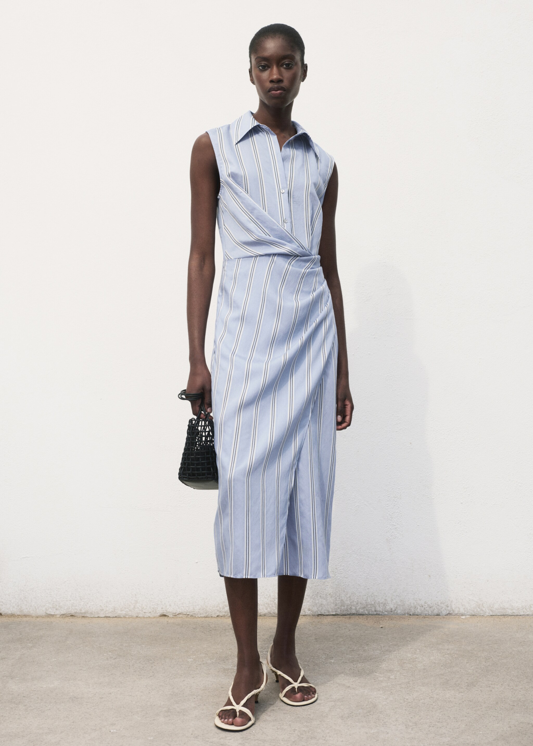 Draped shirt dress - General plane, Blue. Ref: 77014035-00.