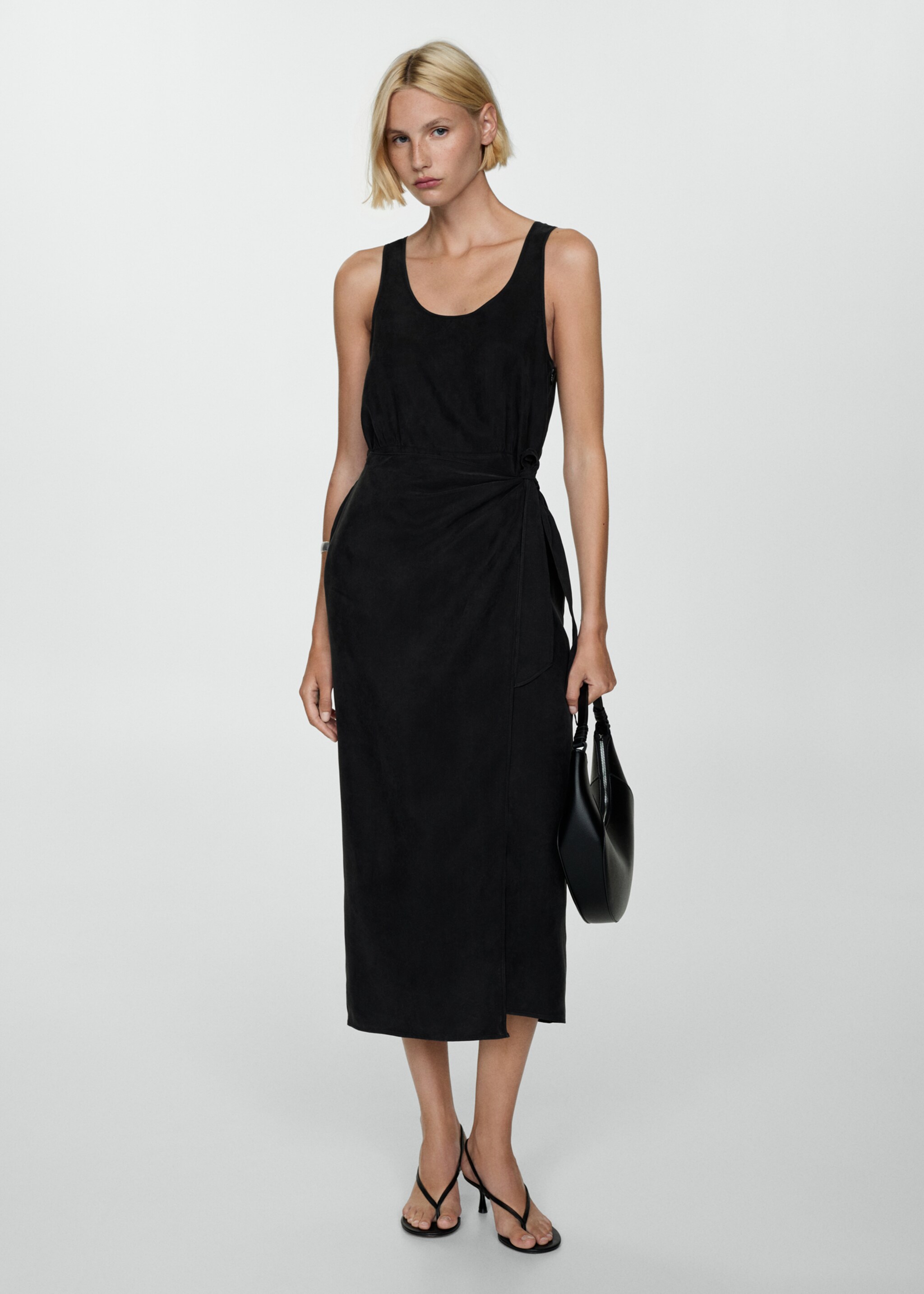 Cupro-Kleid mit seitlichem Knoten - Allgemeine Ansicht
