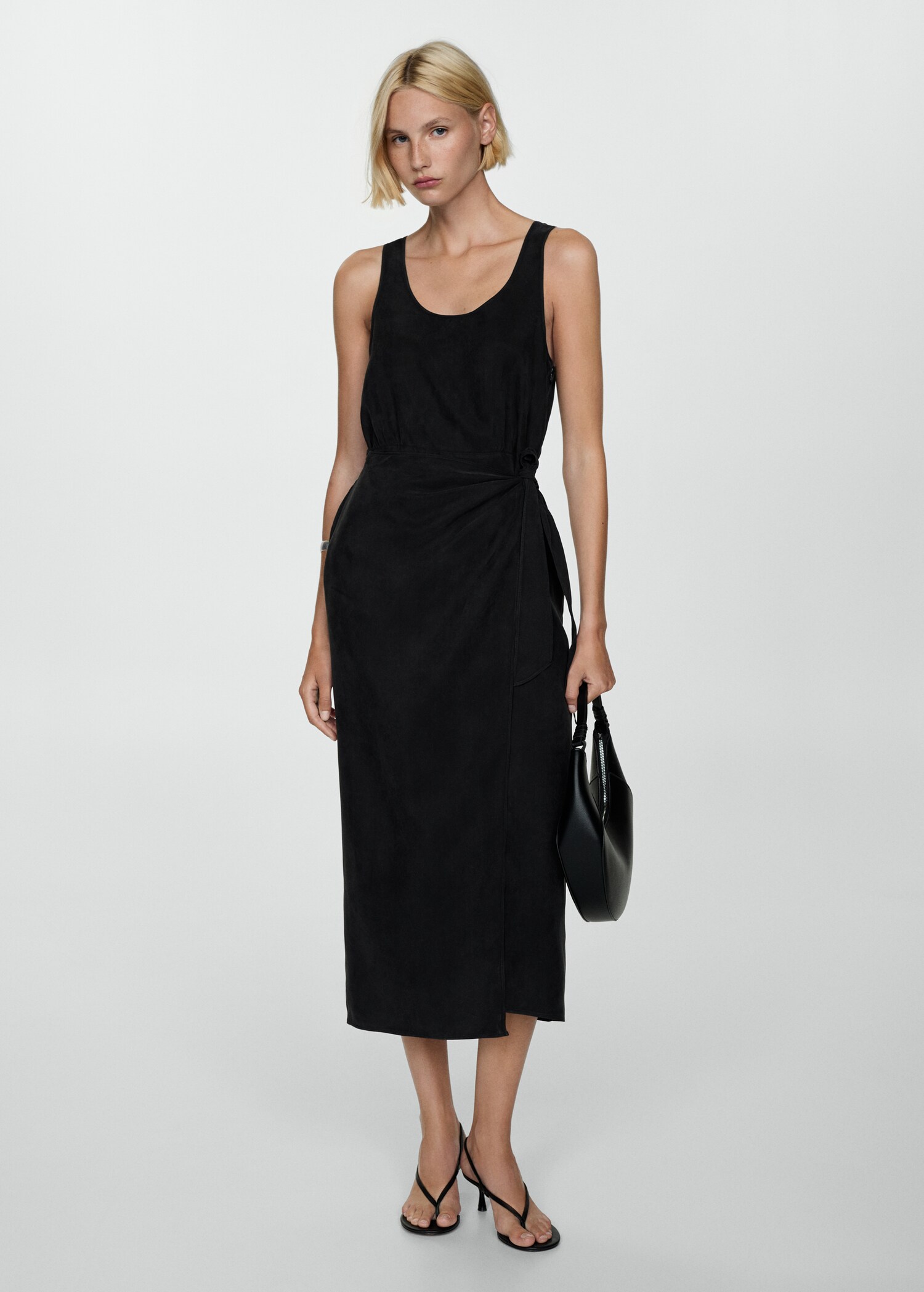 Cupro-Kleid mit seitlichem Knoten - Allgemeine Ansicht