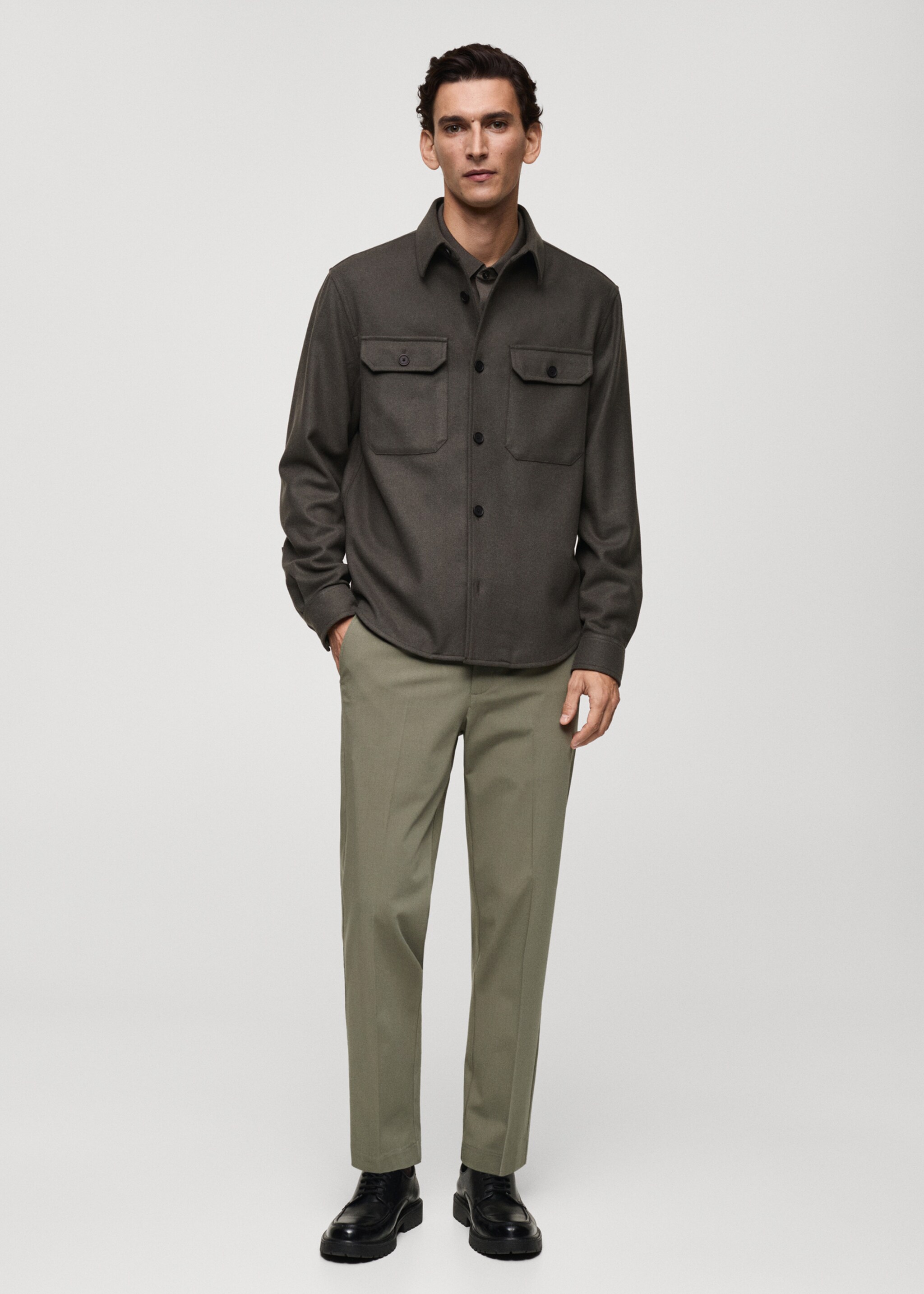 Pantalón slim fit comfort stretch - Plano general, Verde pastel. Ref: 77014436-00.