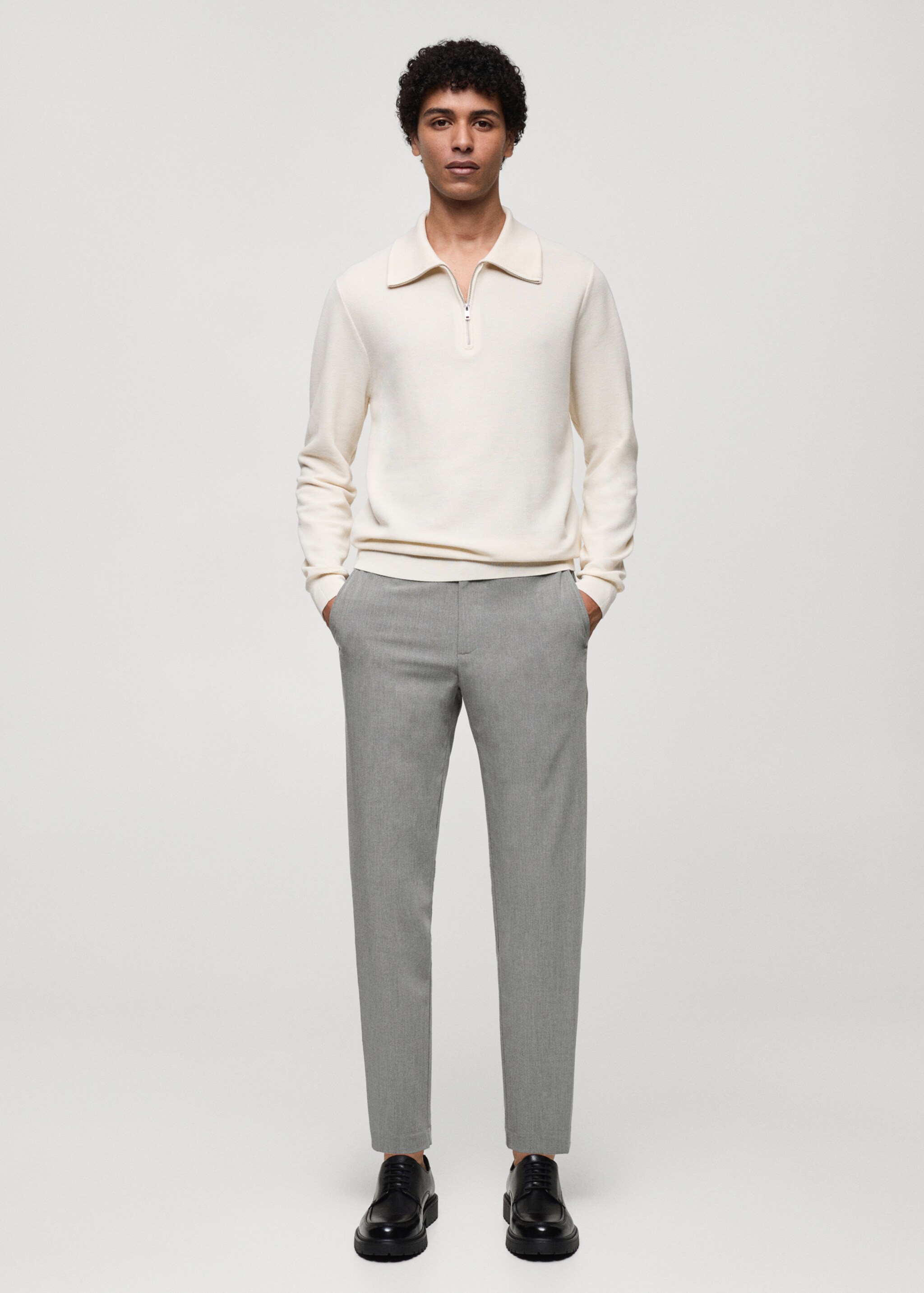 Comfort stretch slim-fit broek - Overzichtstekening, Grijs. Ref: 77014436-00.