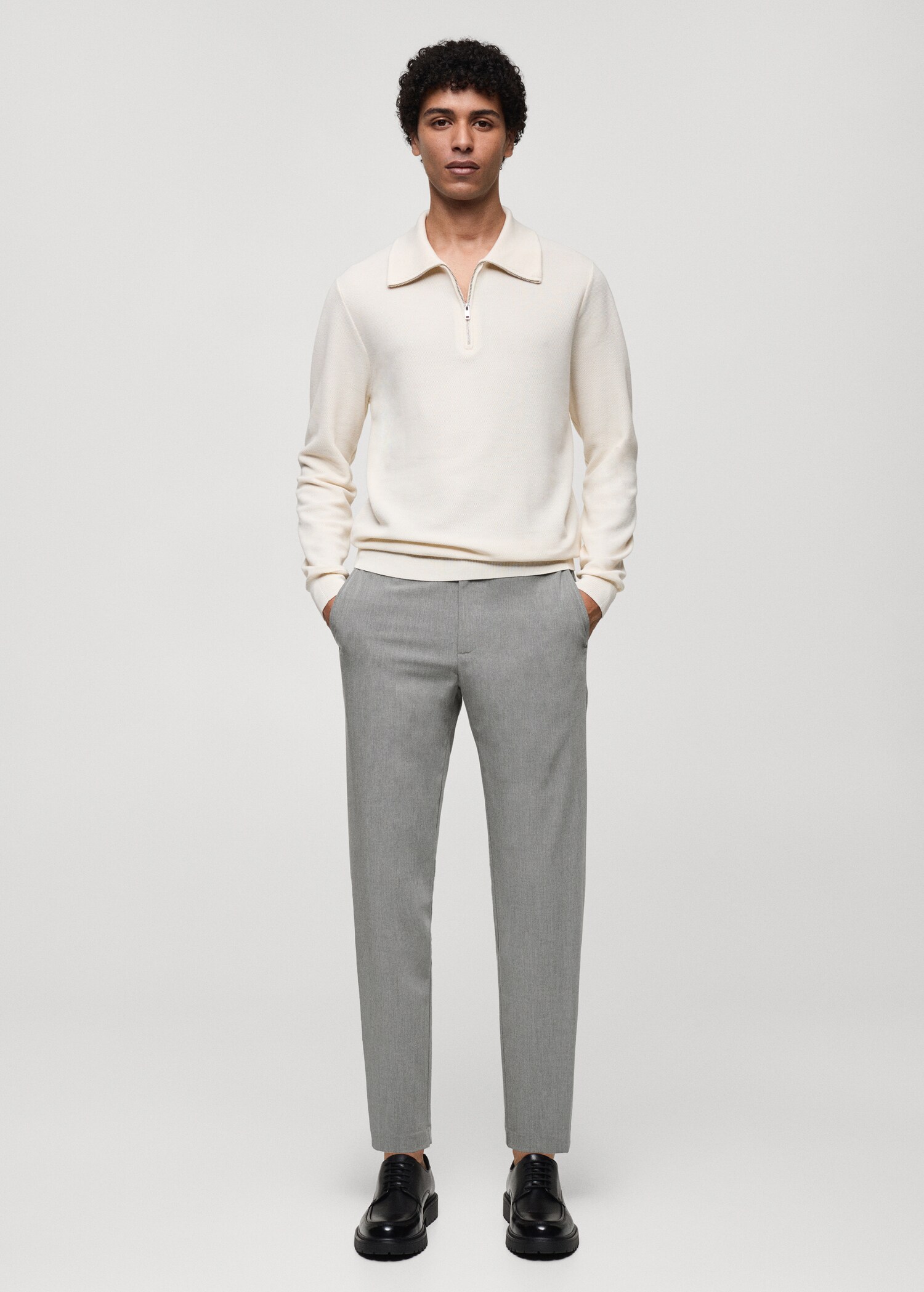 Stretch fabric slim-fit trousers - General plane