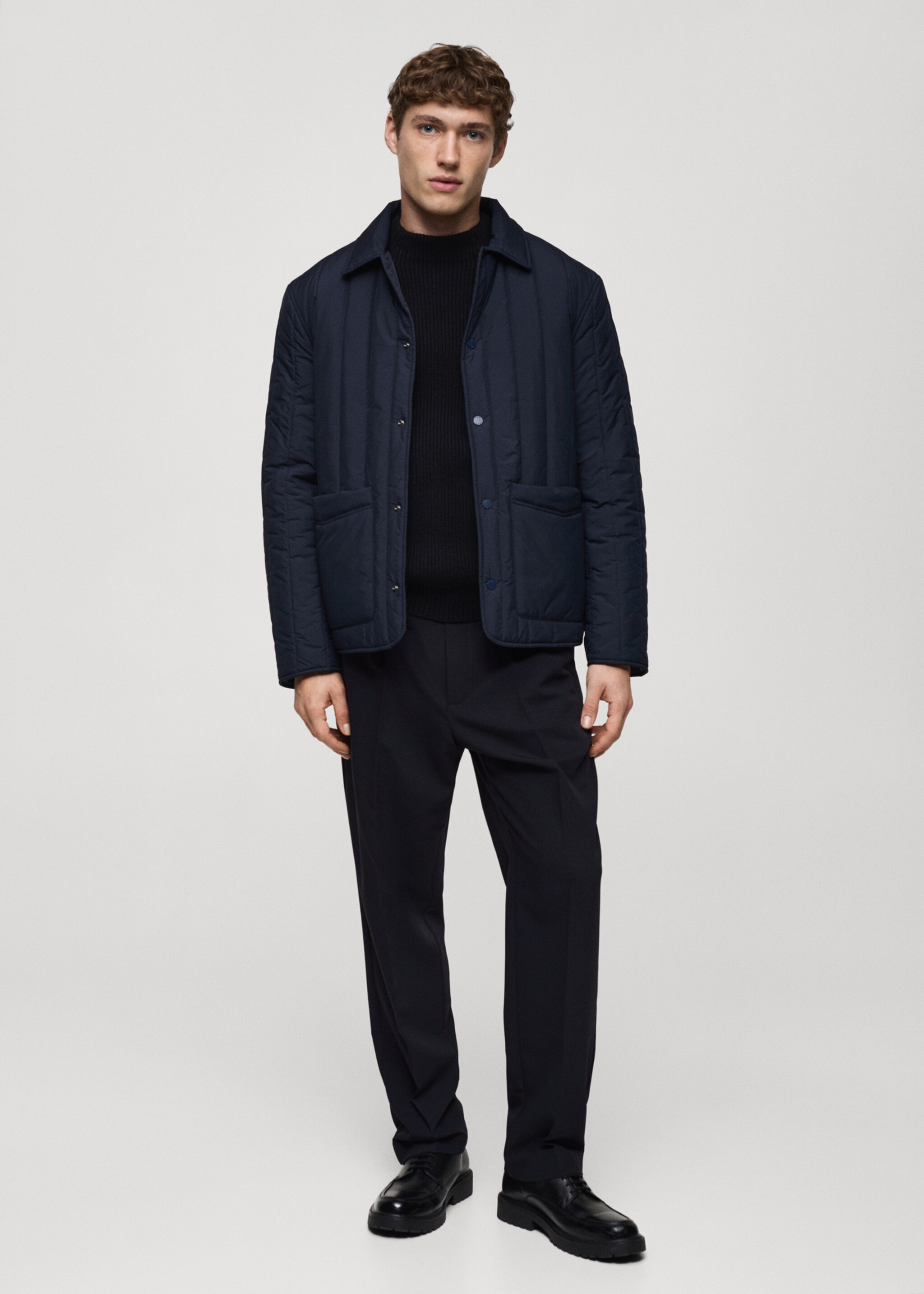 Pantalon regular-fit fluide pinces - Plan général, Bleu marine foncé. Ref: 77014437-00.