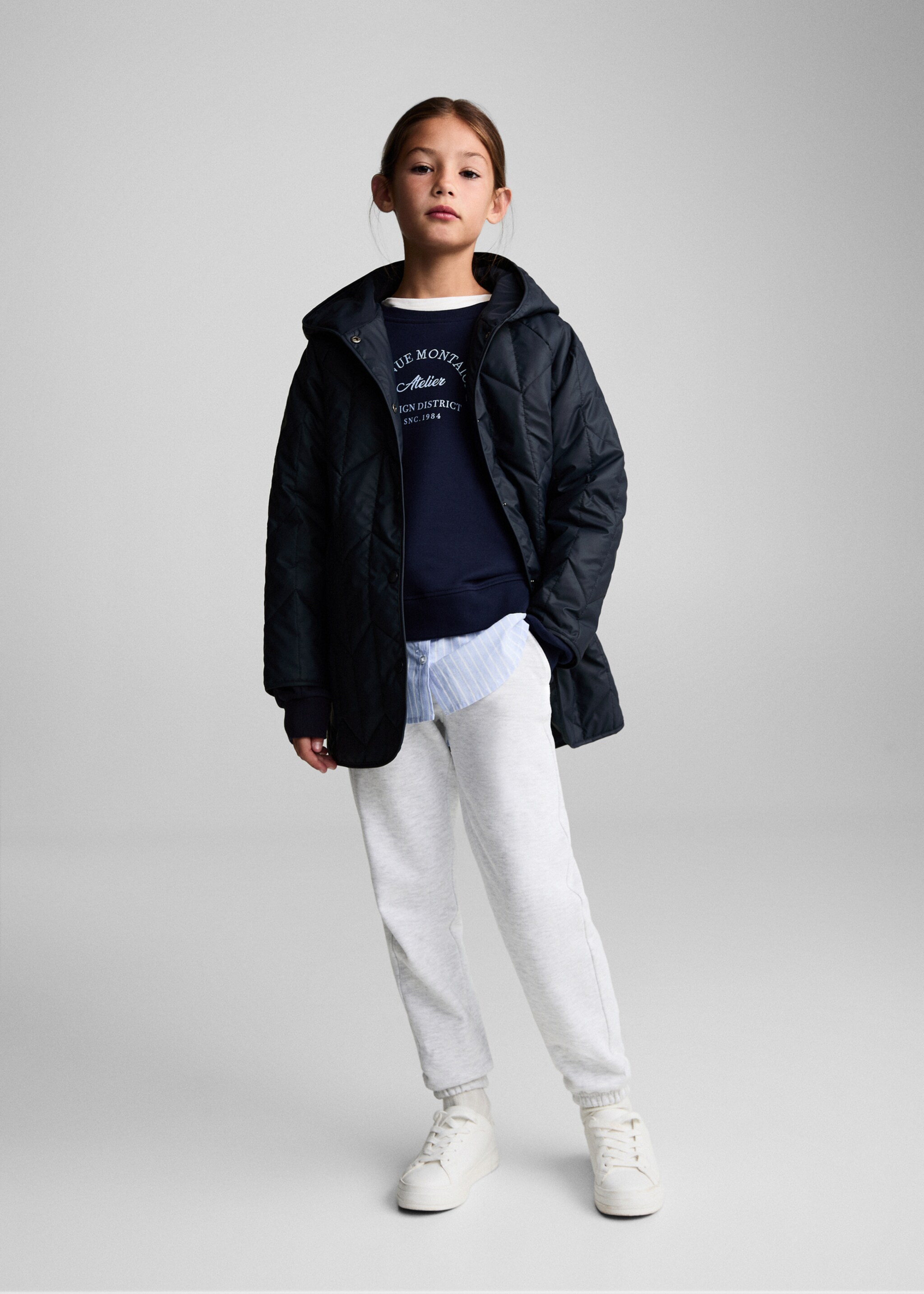 Anorak matelassé imperméable à losanges - Plan général, Bleu marine foncé. Ref: 77014441-00.