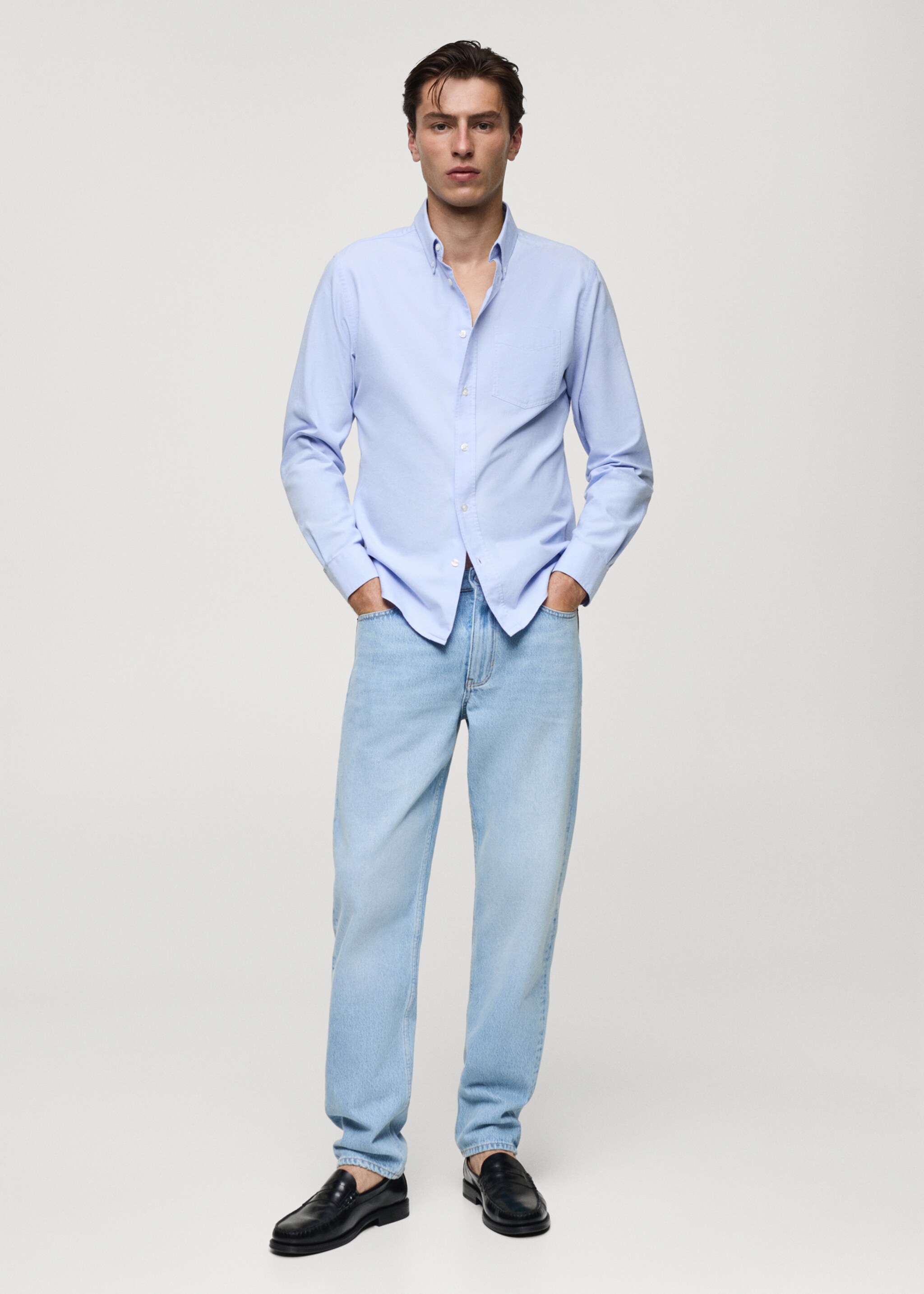 Regular fit Oxford cotton shirt - General plane, Sky Blue. Ref: 77014442-00.