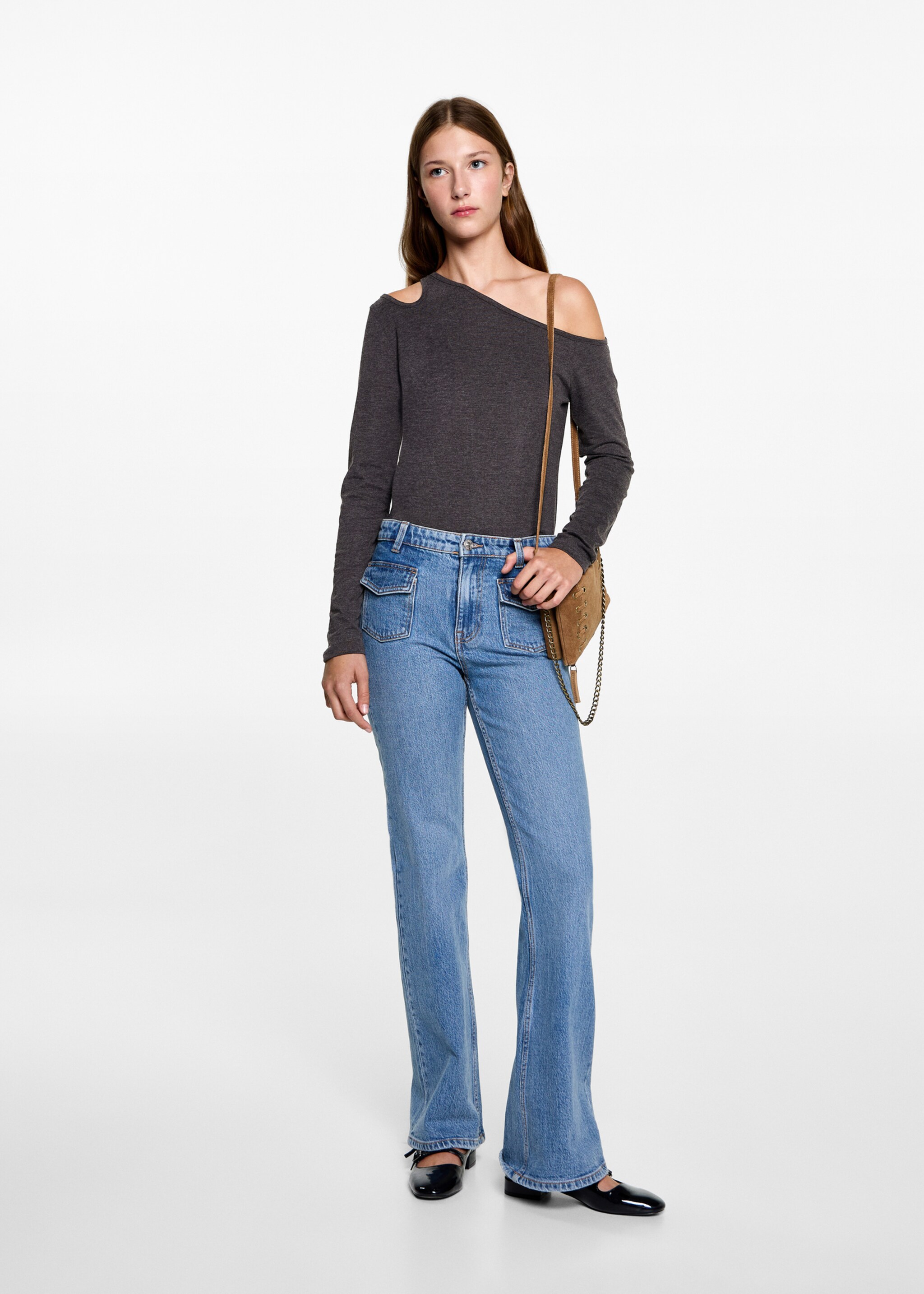 Asymmetric cotton T-shirt - General plane, Grey. Ref: 77014785-00.