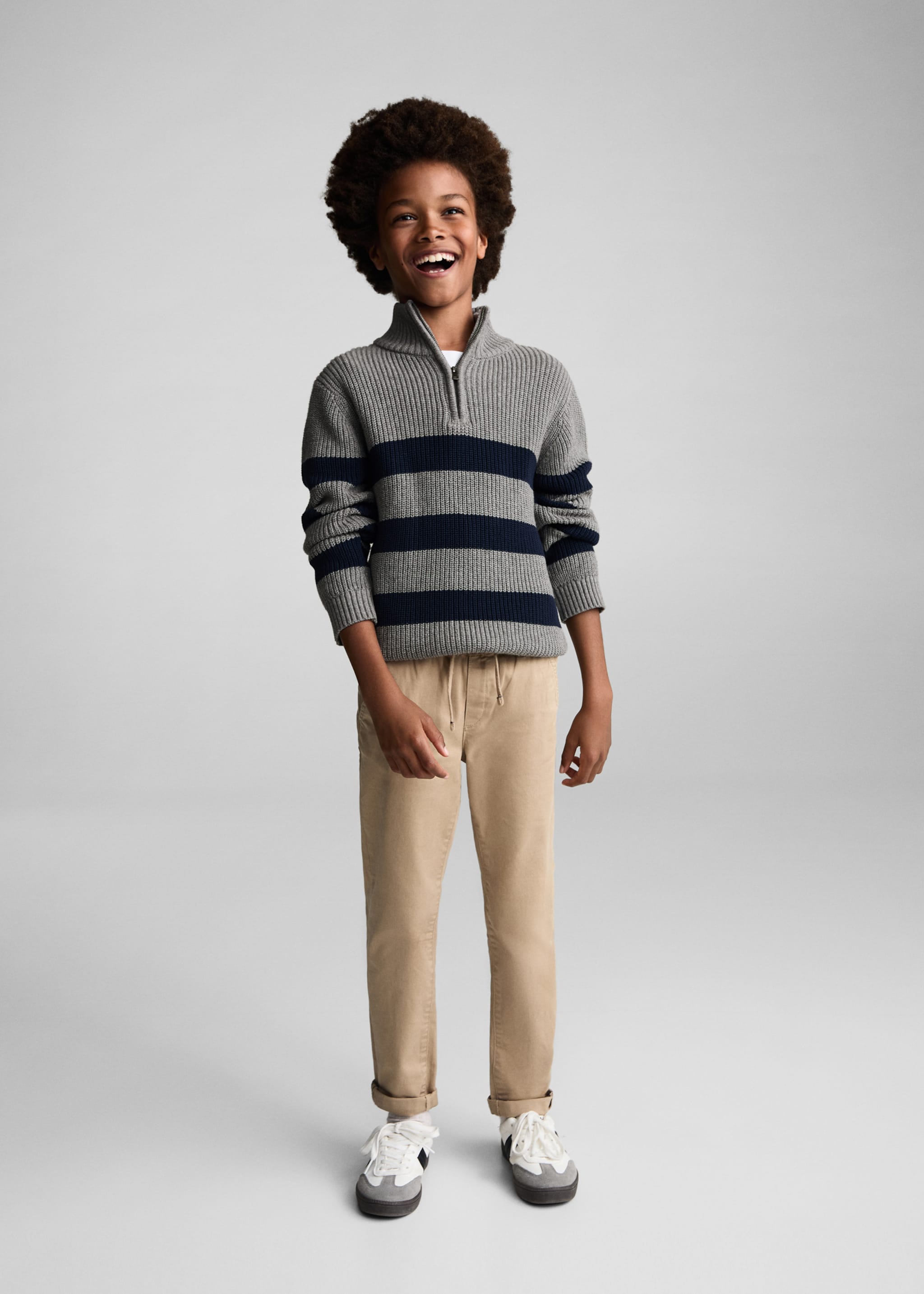 Zip neck jumper - General plane, Medium Heather Grey. Ref: 77015148-00.
