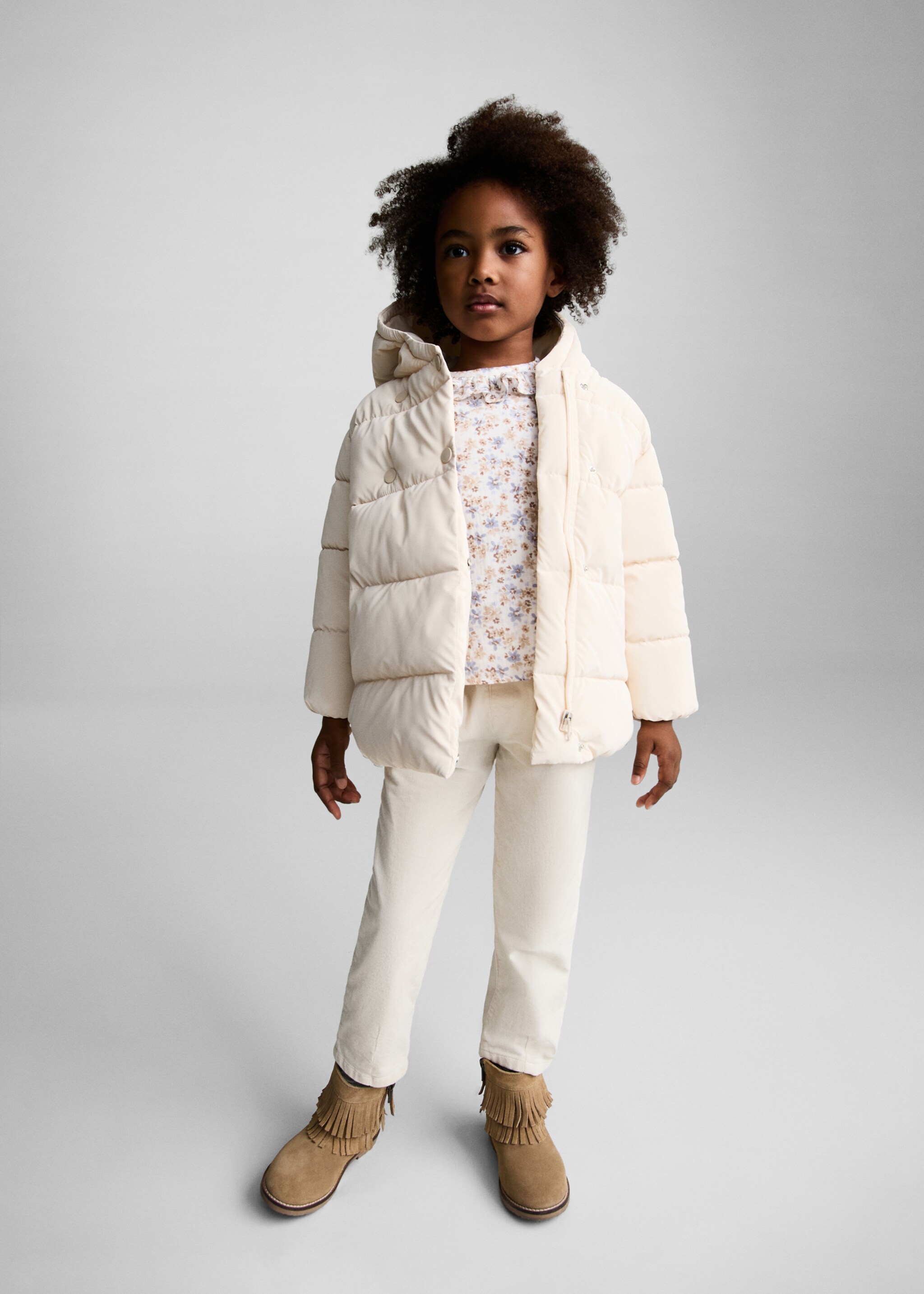 Padded anorak with shearling lining - General plane, Ecru. Ref: 77015149-00.
