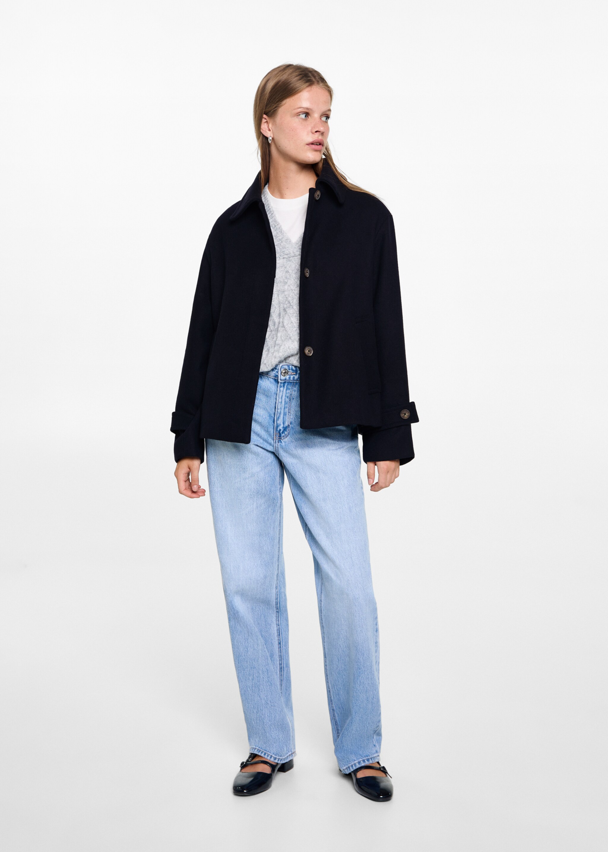 Short cloth coat - General plane, Dark Navy. Ref: 77015633-00.