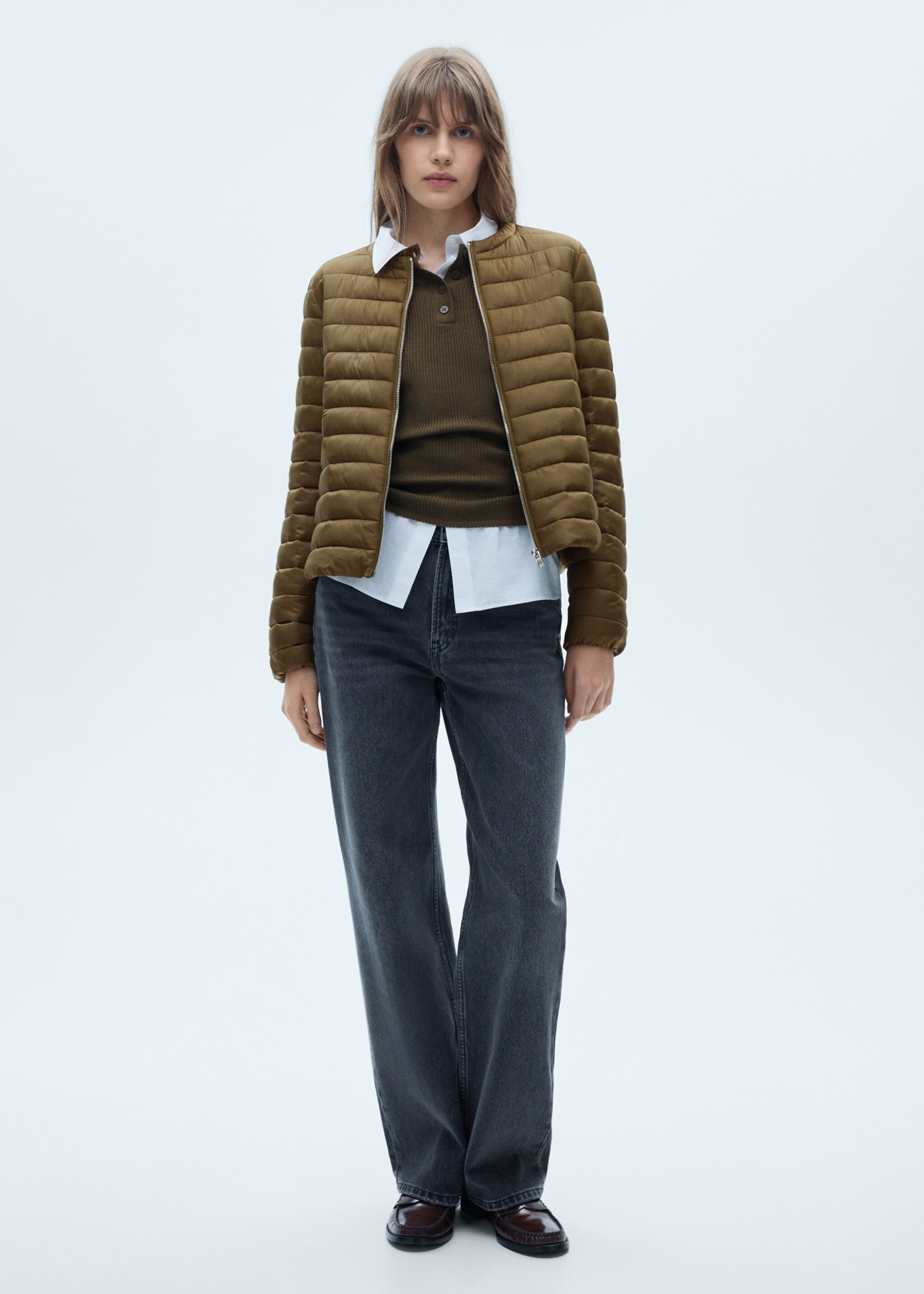 Anorak acolchado bolsillos - Plano general, Khaki. Ref: 77015636-00.