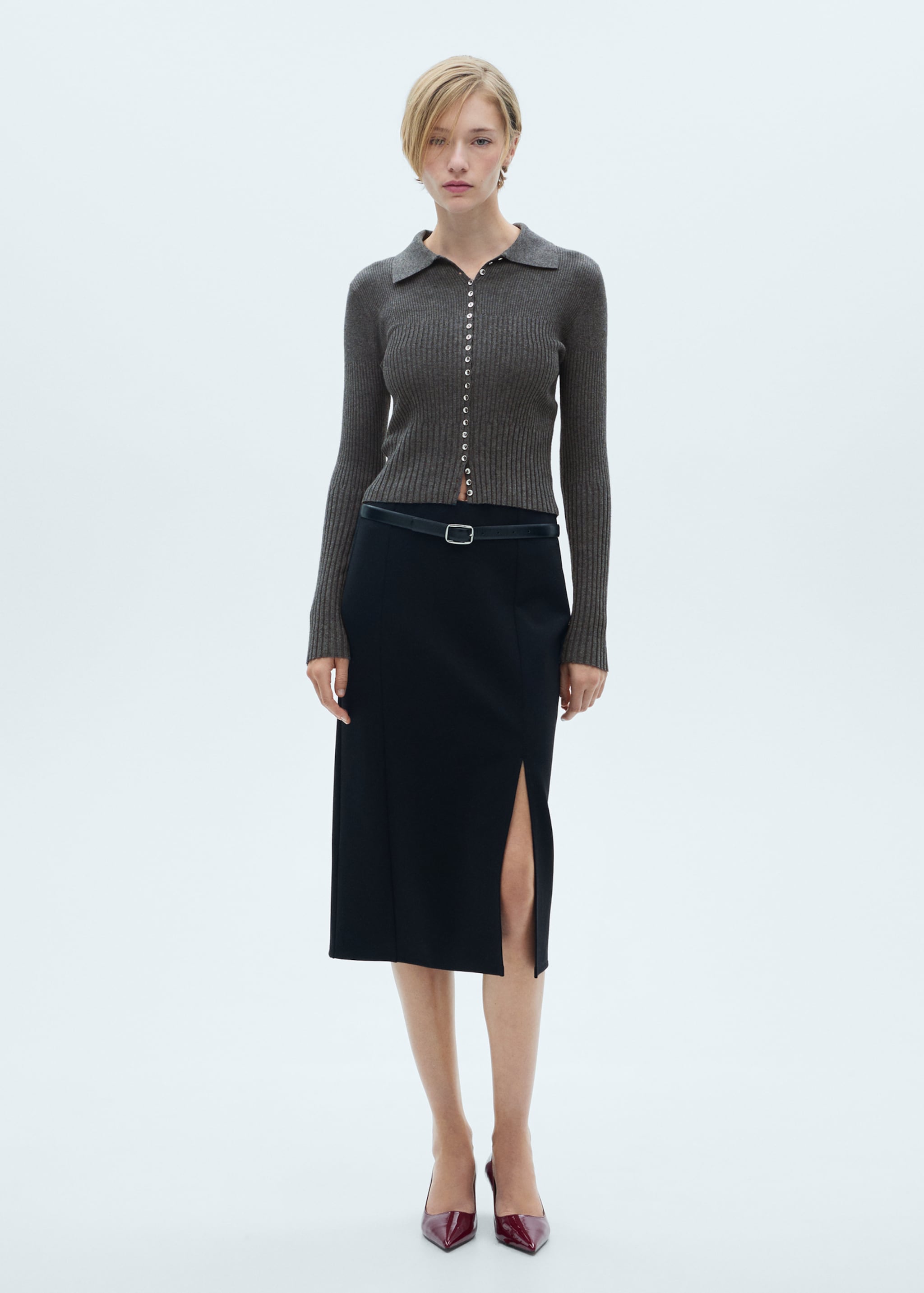 Decorative button sweater - General plane, Dark Heather Grey. Ref: 77015643-00.