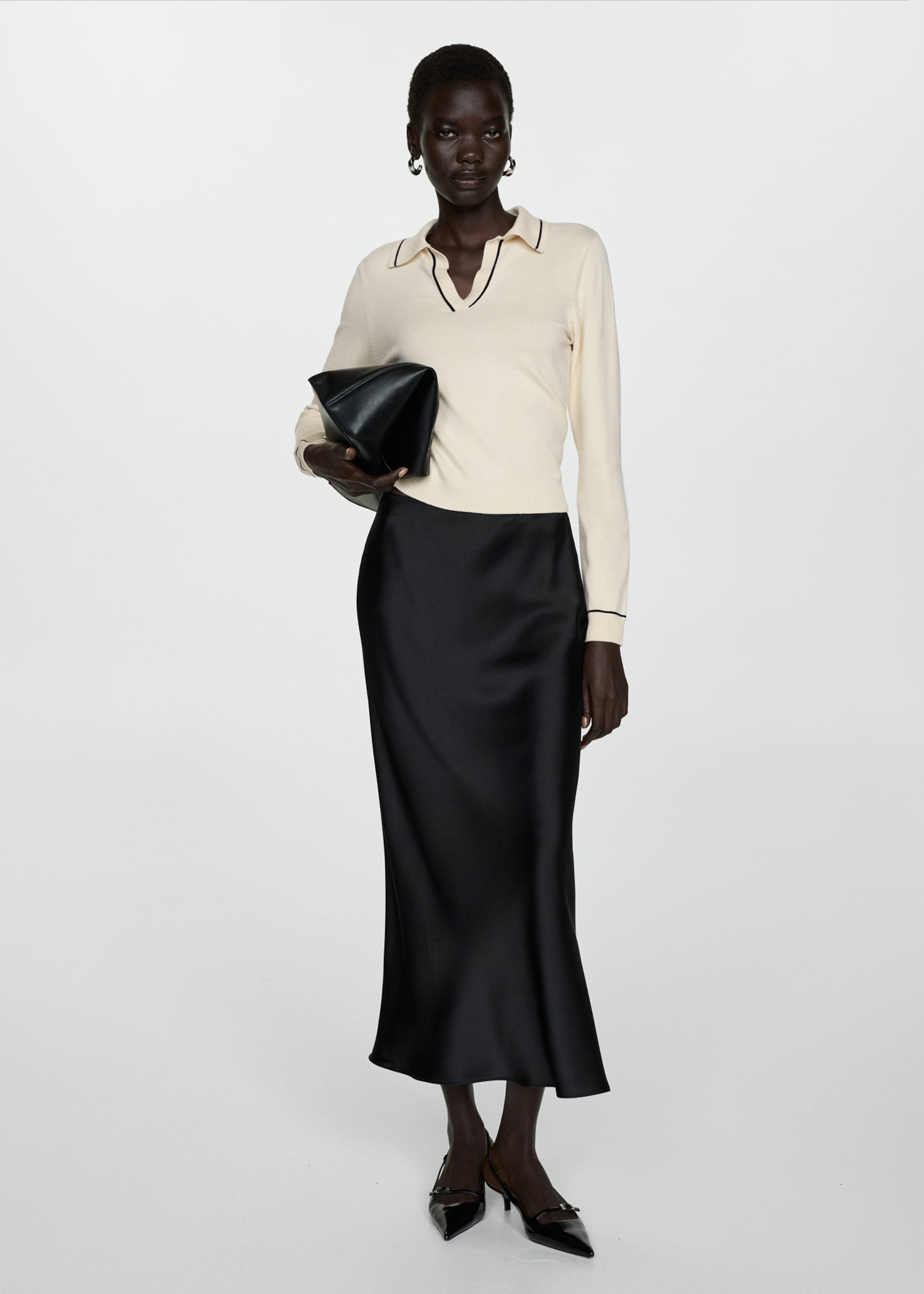 Knitted polo-neck sweater - General plane, Ecru. Ref: 77015645-00.