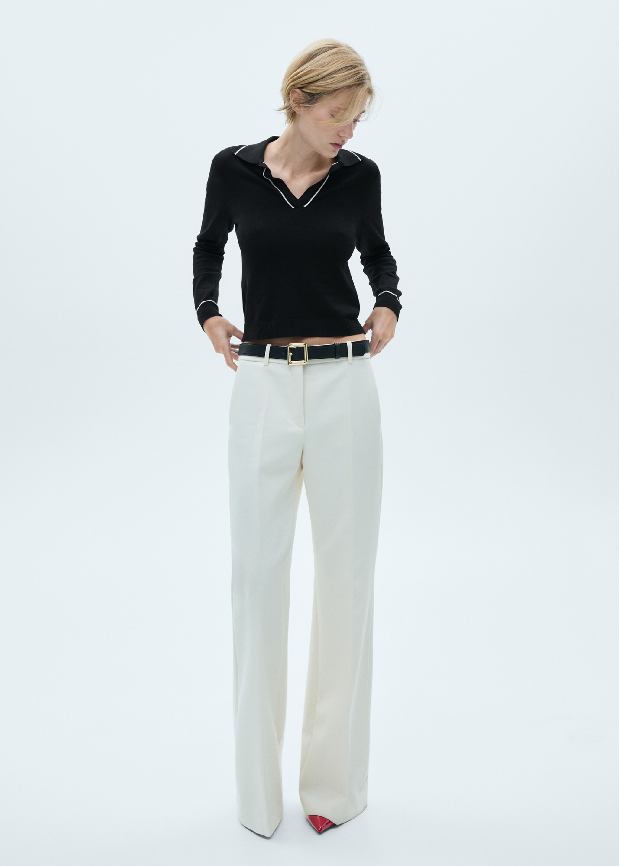 Knitted polo-neck sweater - General plane, Black. Ref: 77015645-00.