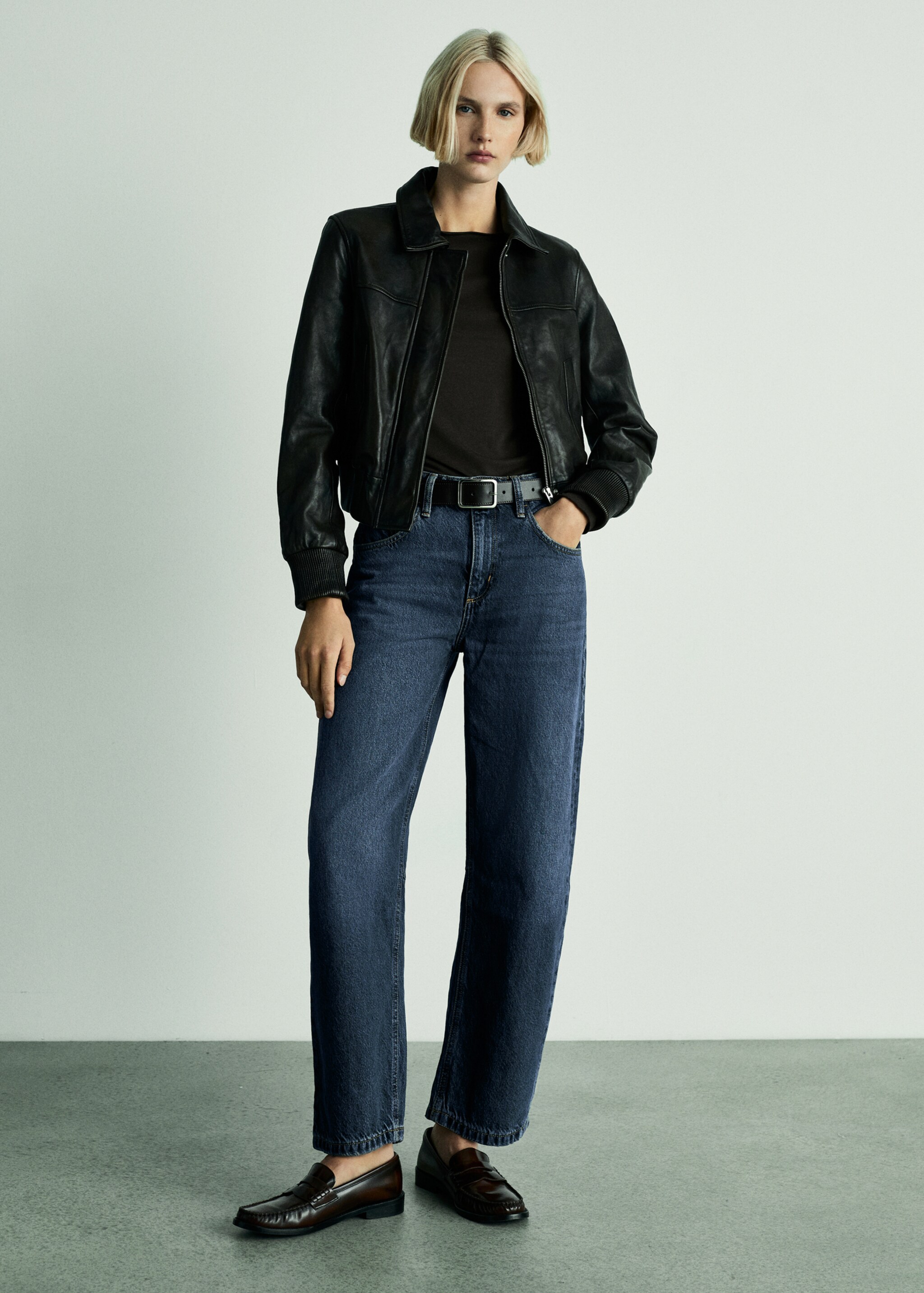 High-rise balloon jeans - General plane, Dark Blue. Ref: 77015647-00.
