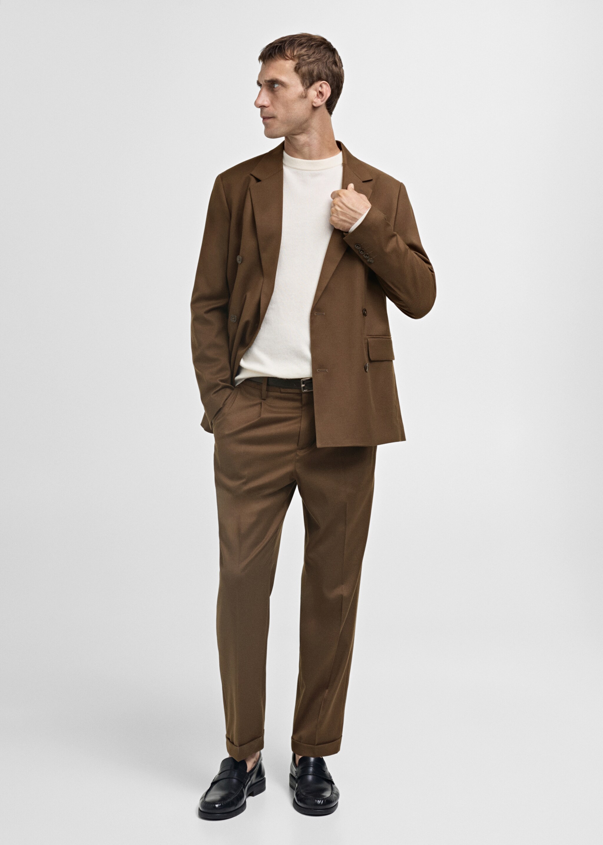 Slim-fit suit trousers - General plane, Brown. Ref: 77015975-00.