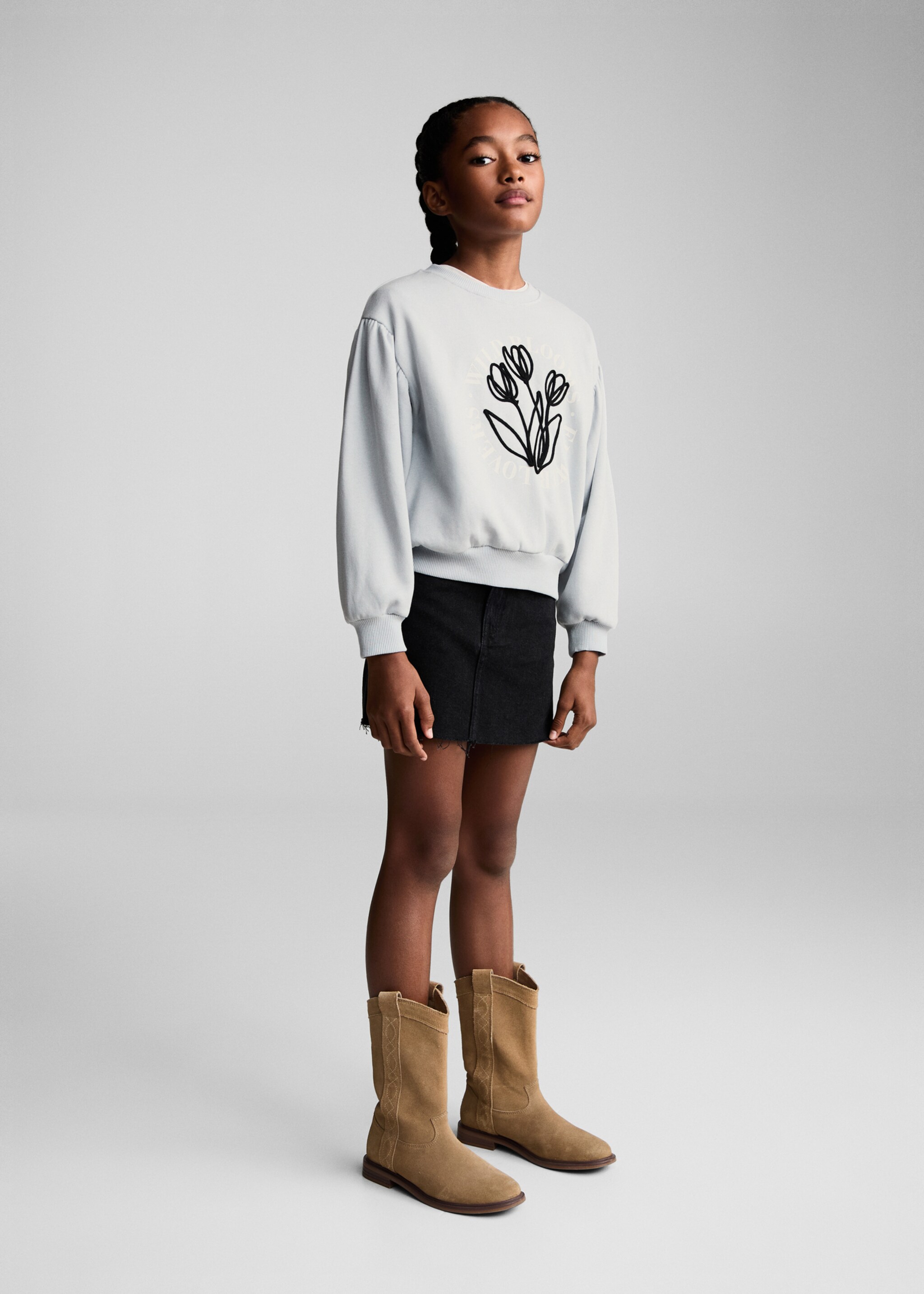 Baumwoll-Sweatshirt mit Stickdetail - Allgemeine Ansicht